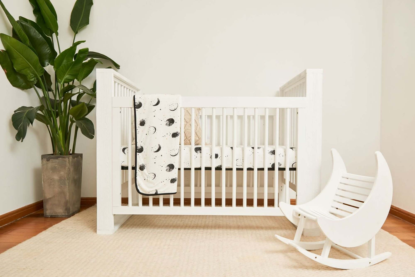 True Traditional 3 in 1 Crib -  Lifestyle Image of Traditional 3 in 1 Crib Snowstrom with Dresser