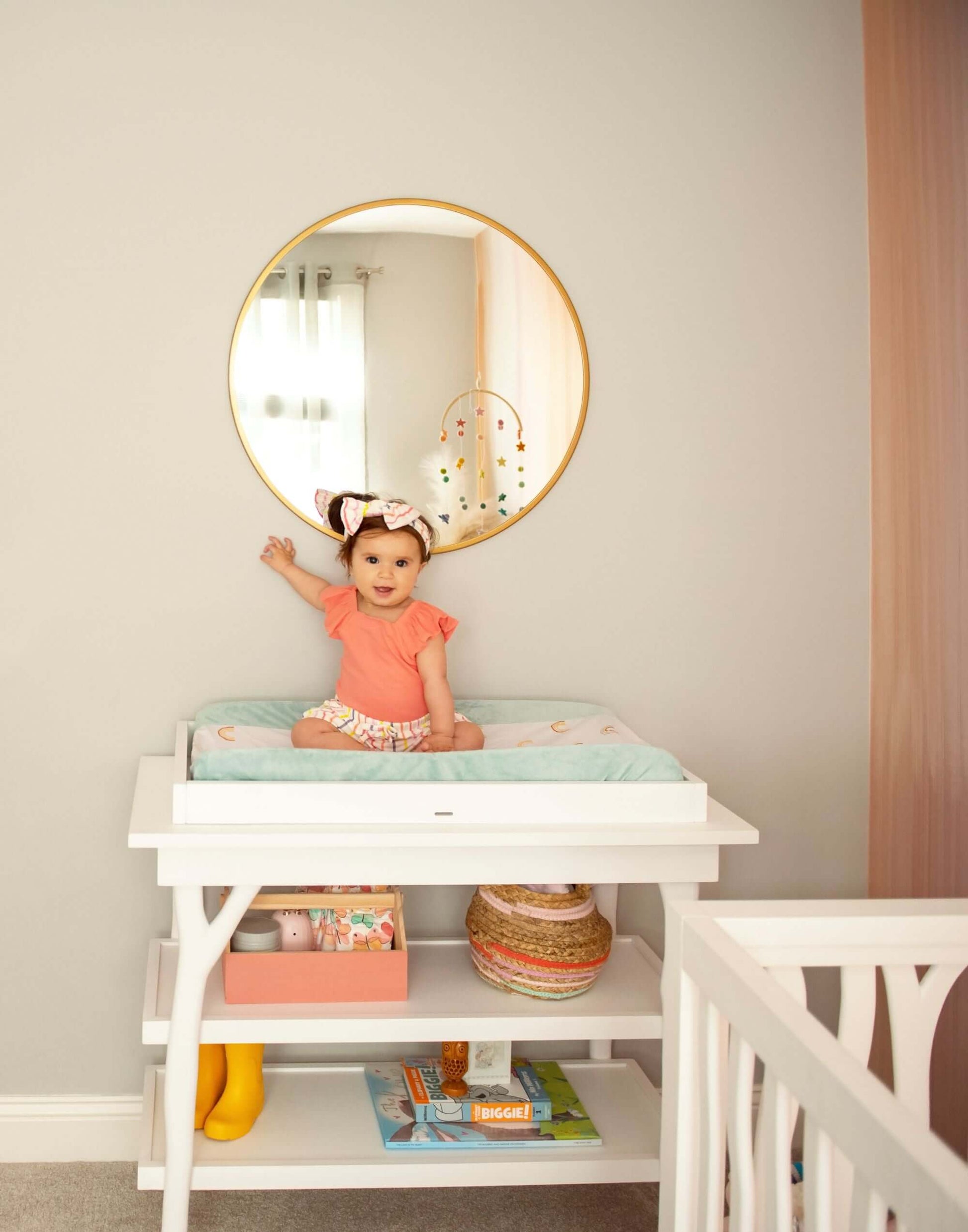 Branch Open Shelf Changing Table - Lifestyle Image of Open Shelf Changing Table-3 Snow White