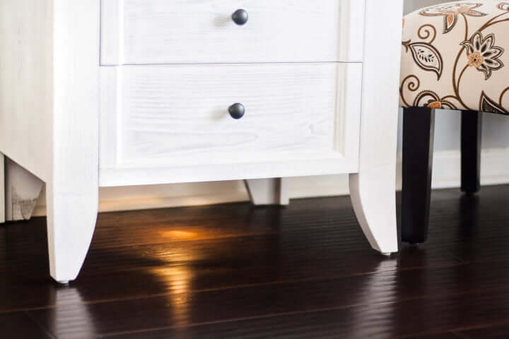 Cameo 2 Drawer Nightstand -Zoomed  Lifestyle Image Bottom View Cameo 2 Drawer Nightstand Steam