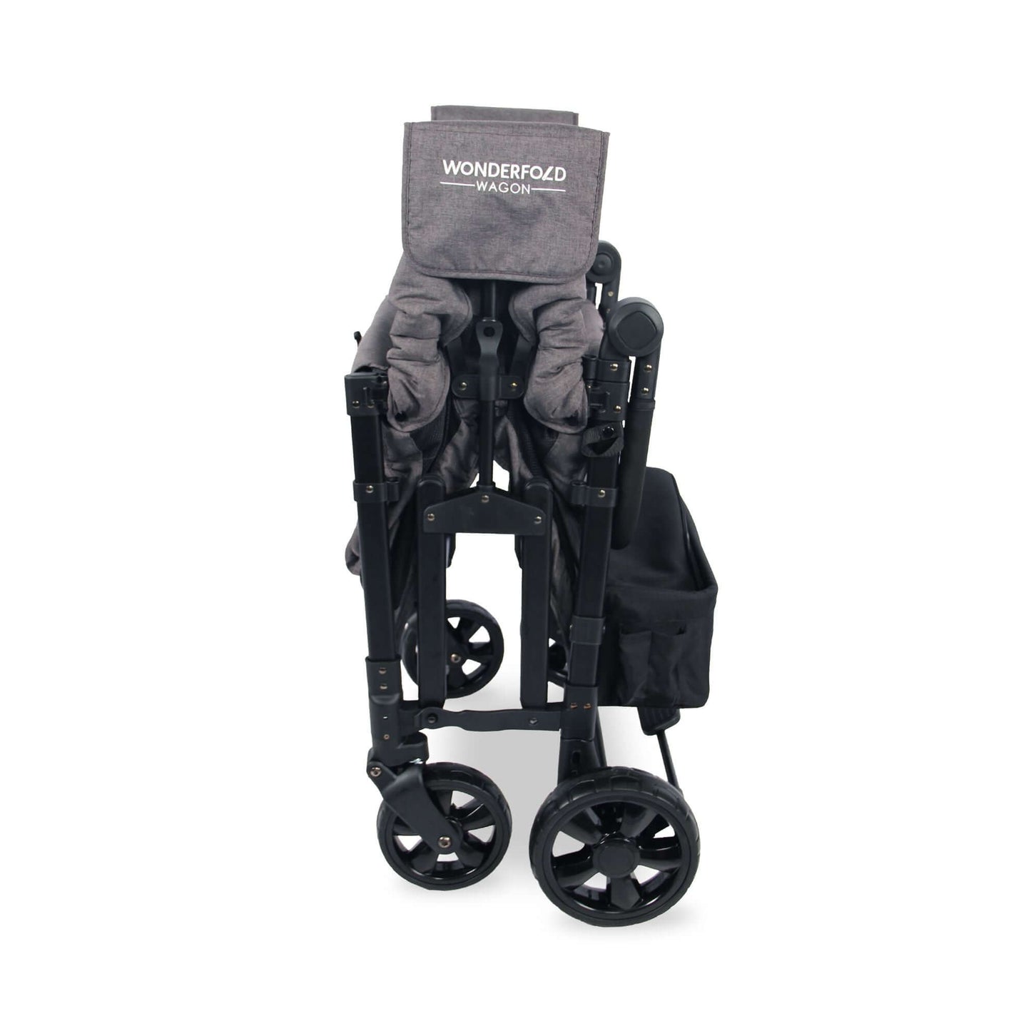 W4 Elite Quad Stroller Wagon - Side View of Folded W4 Elite Quad Stroller Wagon Gray