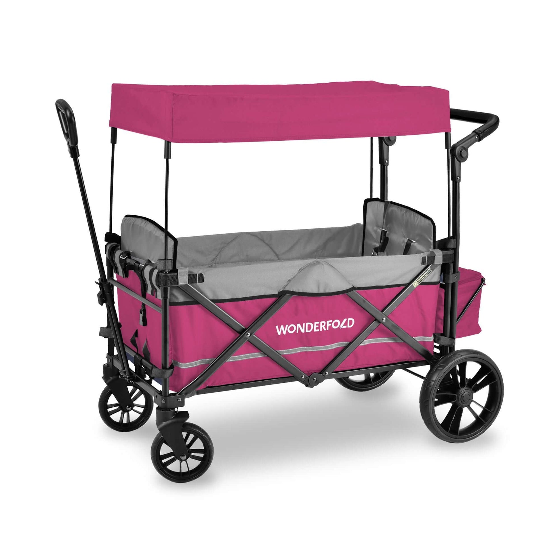 X2 Double Stroller Wagon - Inclined Side View of X2 Double Stroller Wagon Pink