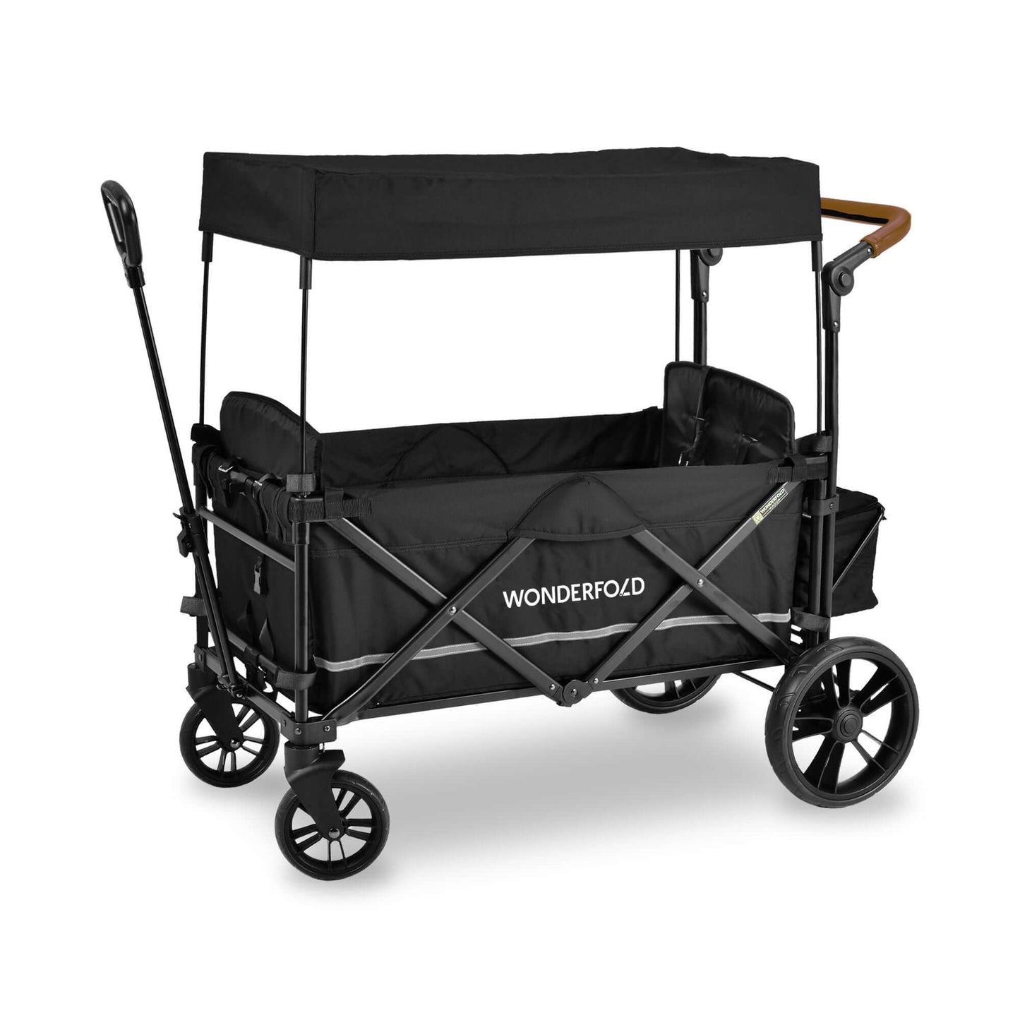 X2 Double Stroller Wagon - Inclined Side View of X2 Double Stroller Wagon Black