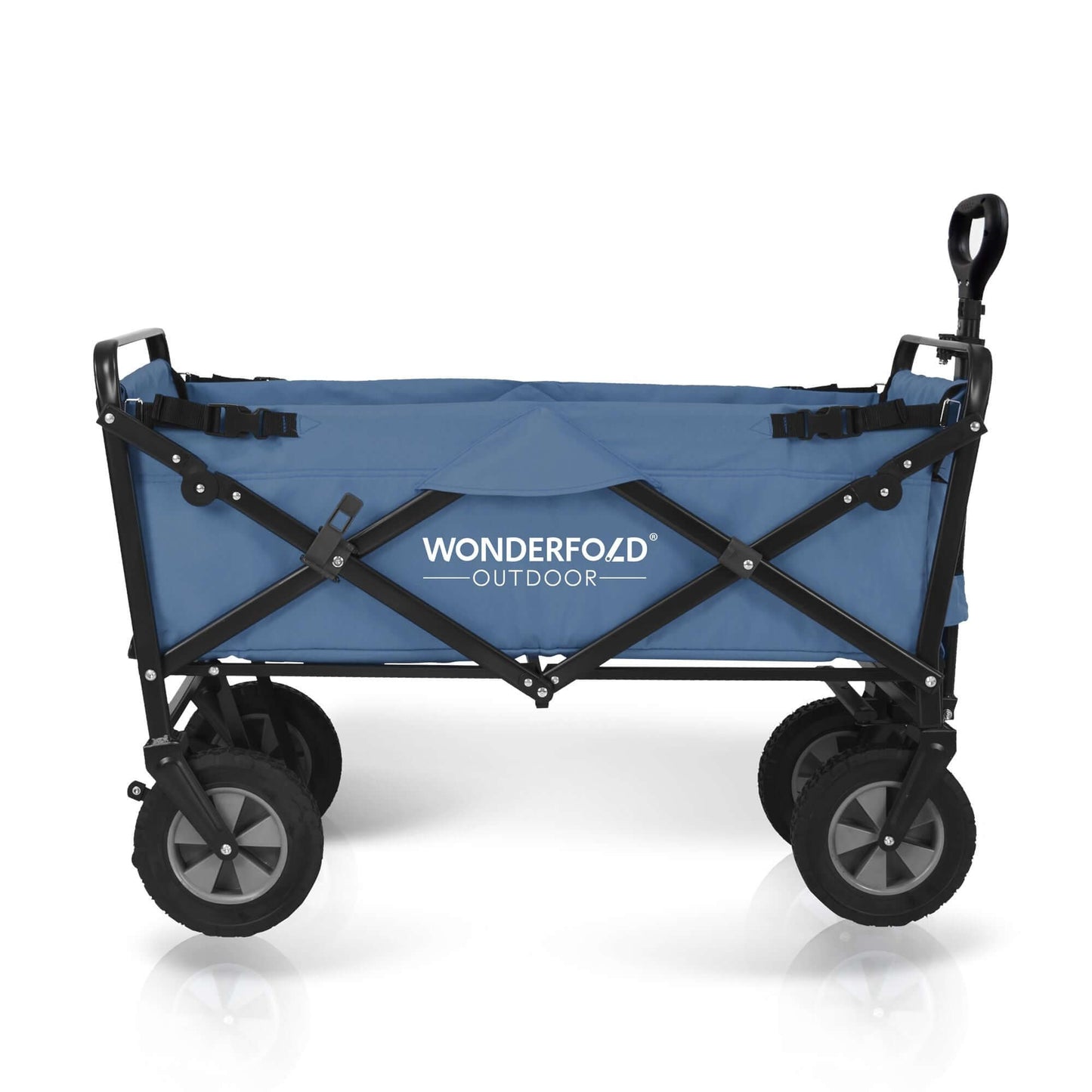 S1 Utility Folding Wagon with Self Stand - Side View of The Wagon S1 Blue Without Pull Handle