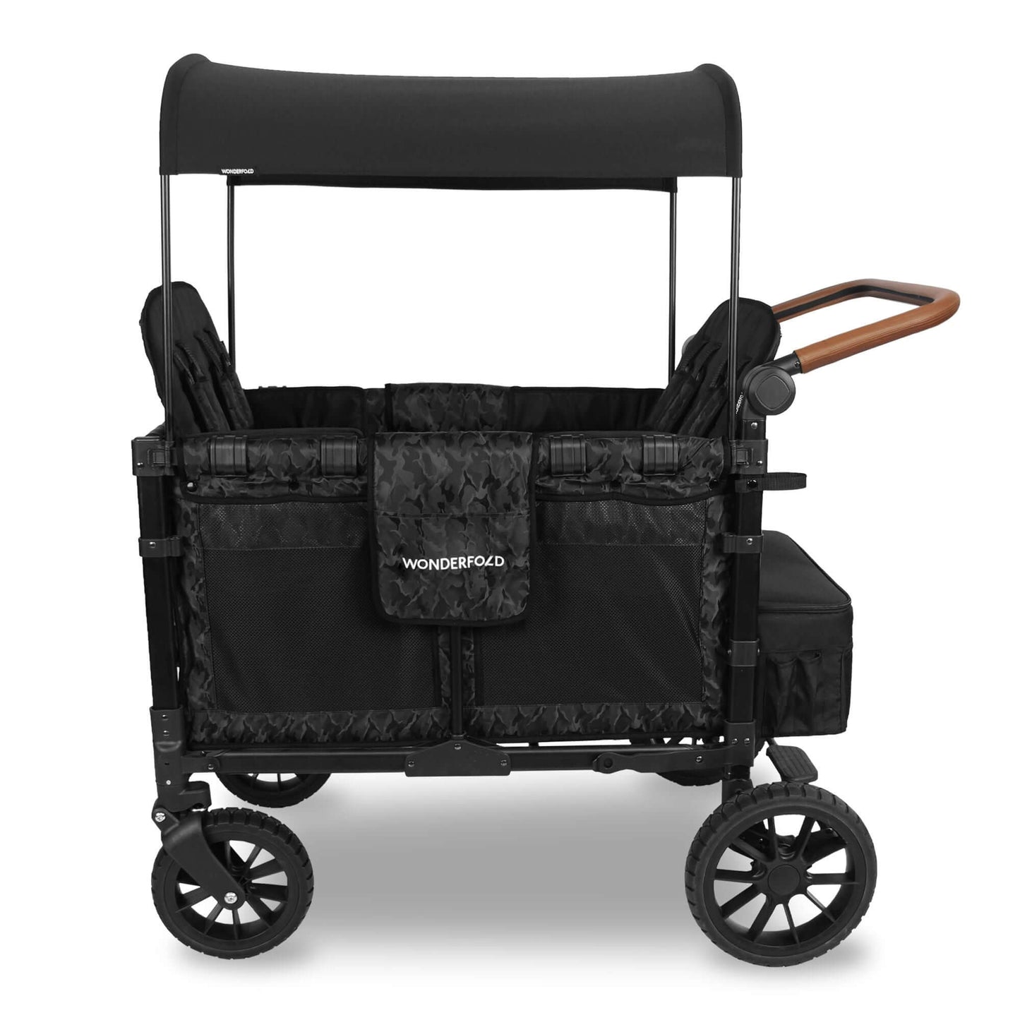 W4 Luxe Quad Stroller Wagon - Side View of W4 Luxe Quad Stroller Wagon Black Camo