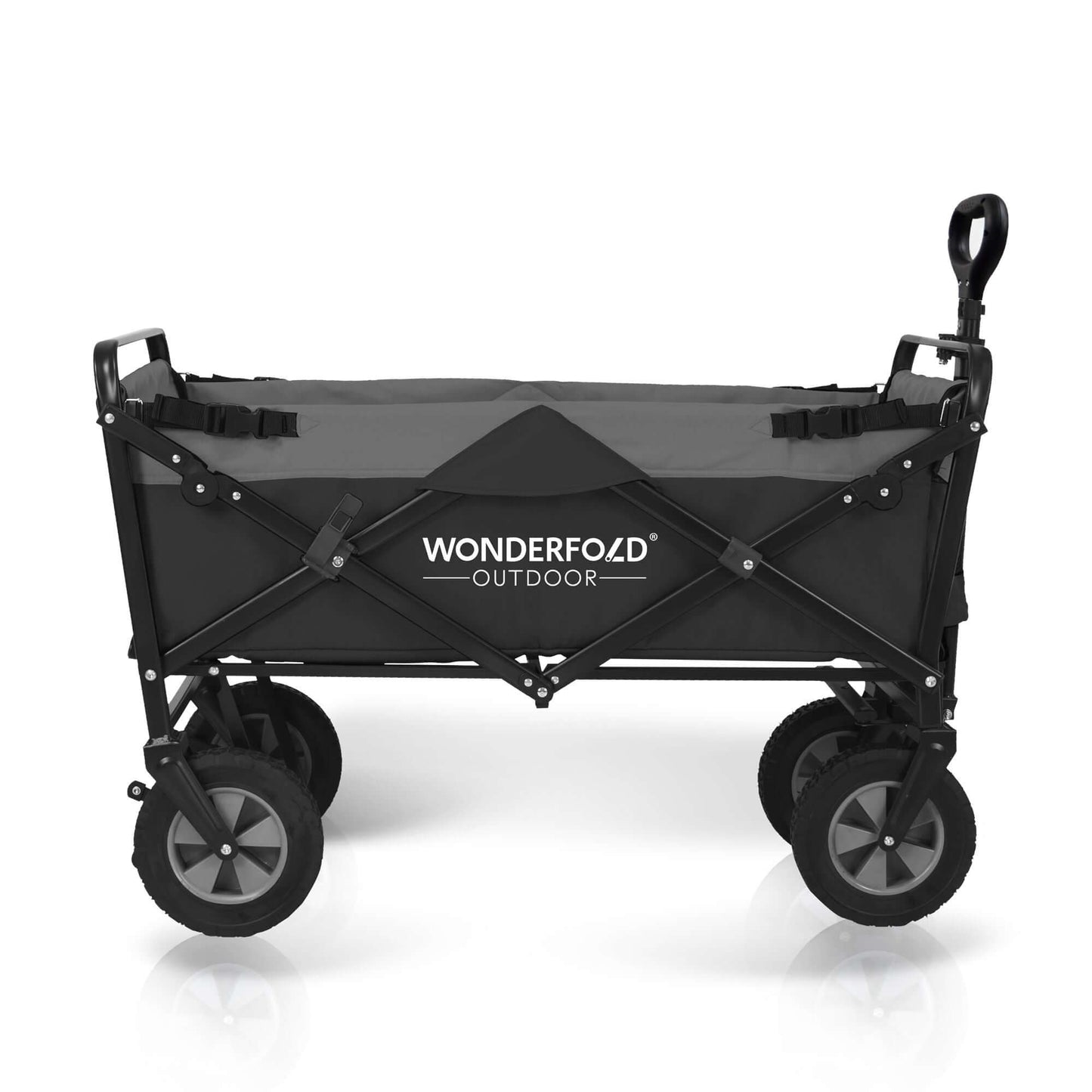 S1 Utility Folding Wagon with Self Stand - Side View of The Wagon S1 Black Without Pull Handle