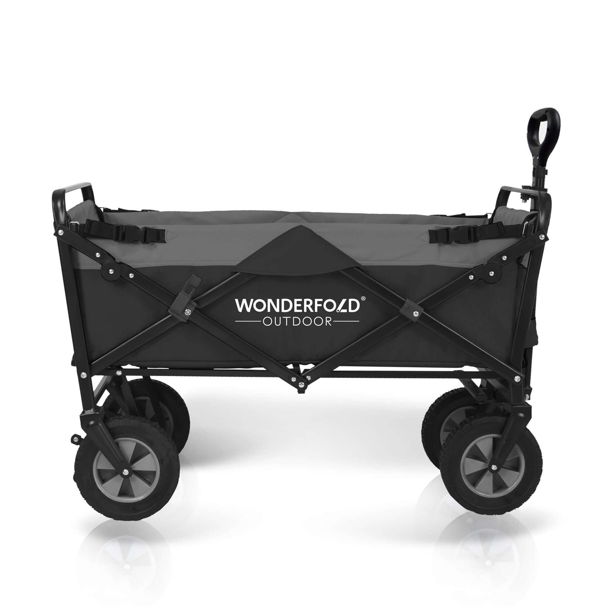 S1 Utility Folding Wagon with Self Stand - Side View of The Wagon S1 Black Without Pull Handle