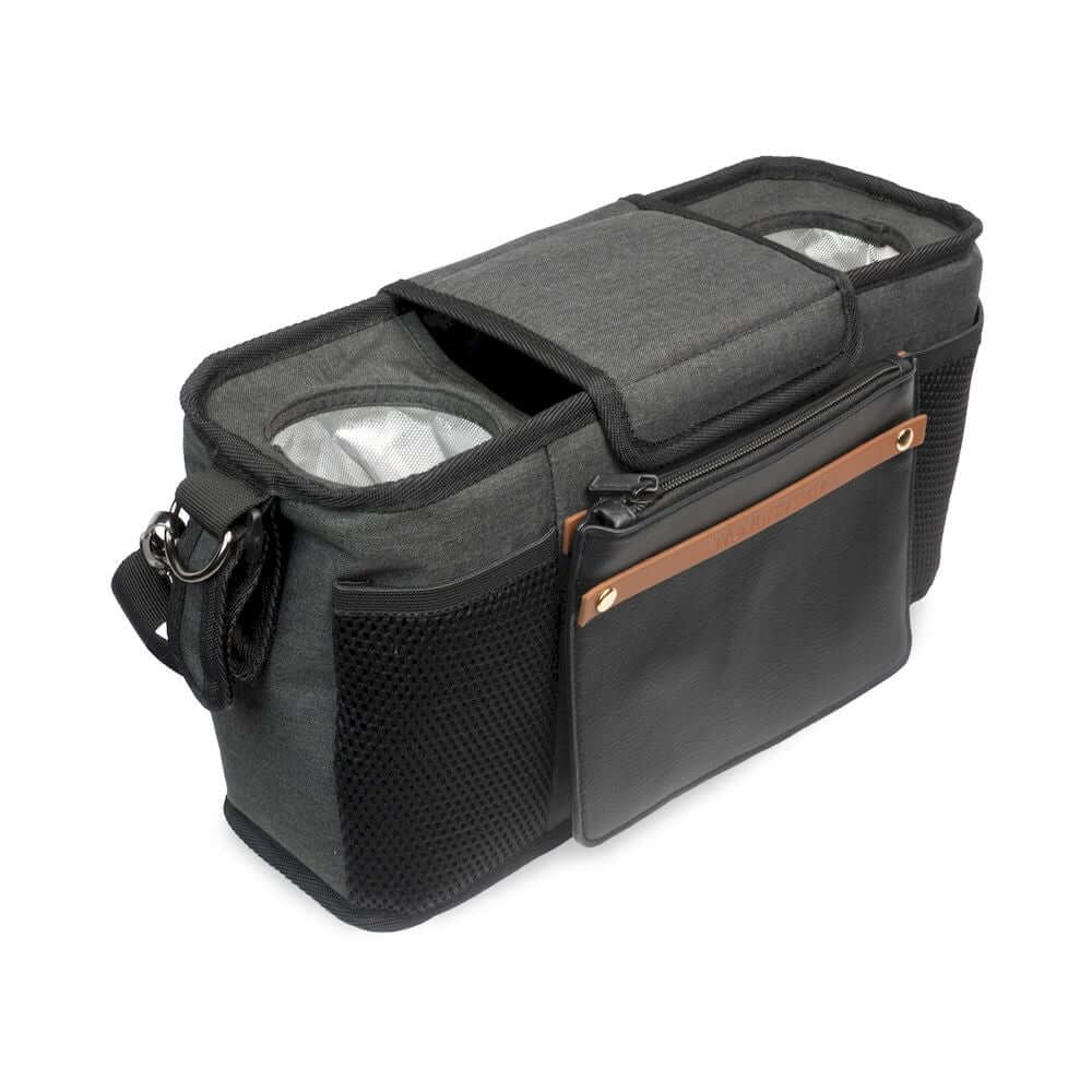 Parent Console with 2 Insulated Cup Holders - Front Inclined View of Parent Console with 2 Cup Holders Black