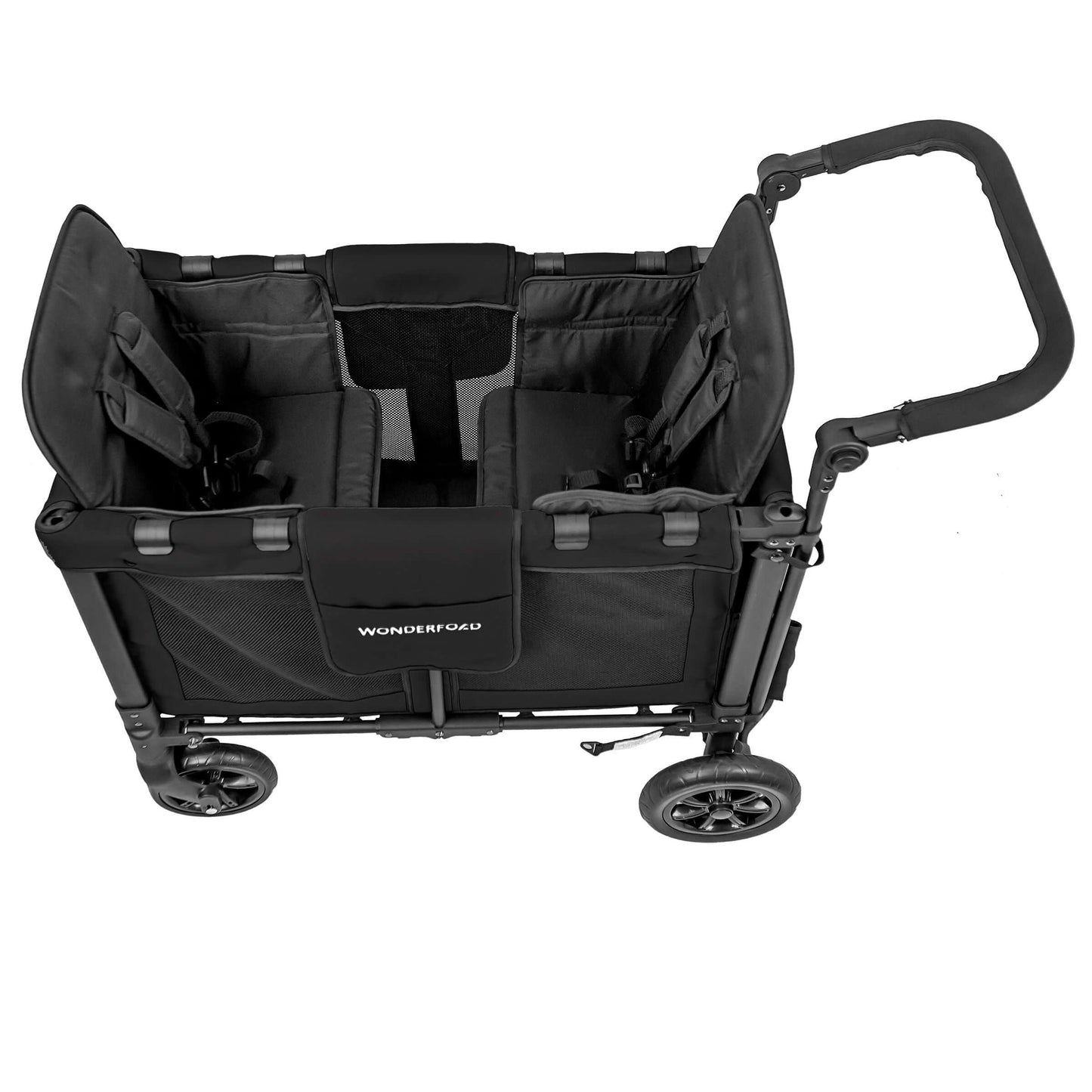 W2 Original + Double Stroller Wagon - Top Inclined Side View of W2 Original + Double Stroller Wagon Black