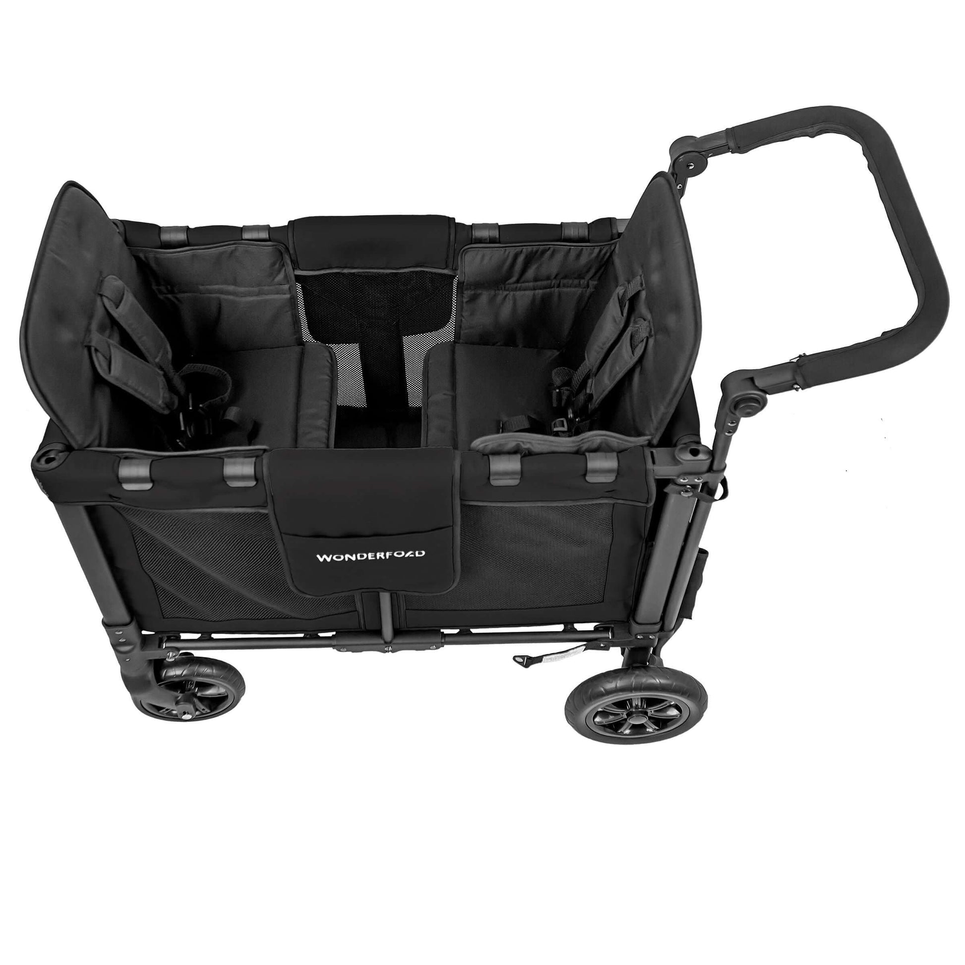 W2 Original + Double Stroller Wagon - Top Inclined Side View of W2 Original + Double Stroller Wagon Black