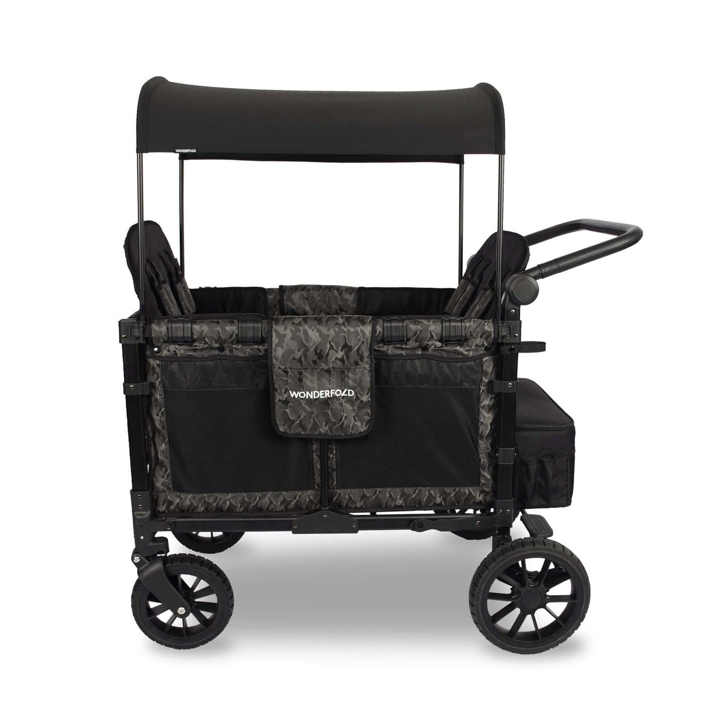 W4 Luxe Quad Stroller Wagon - Side View of W4 Luxe Quad Stroller Wagon Shadow Green Camo