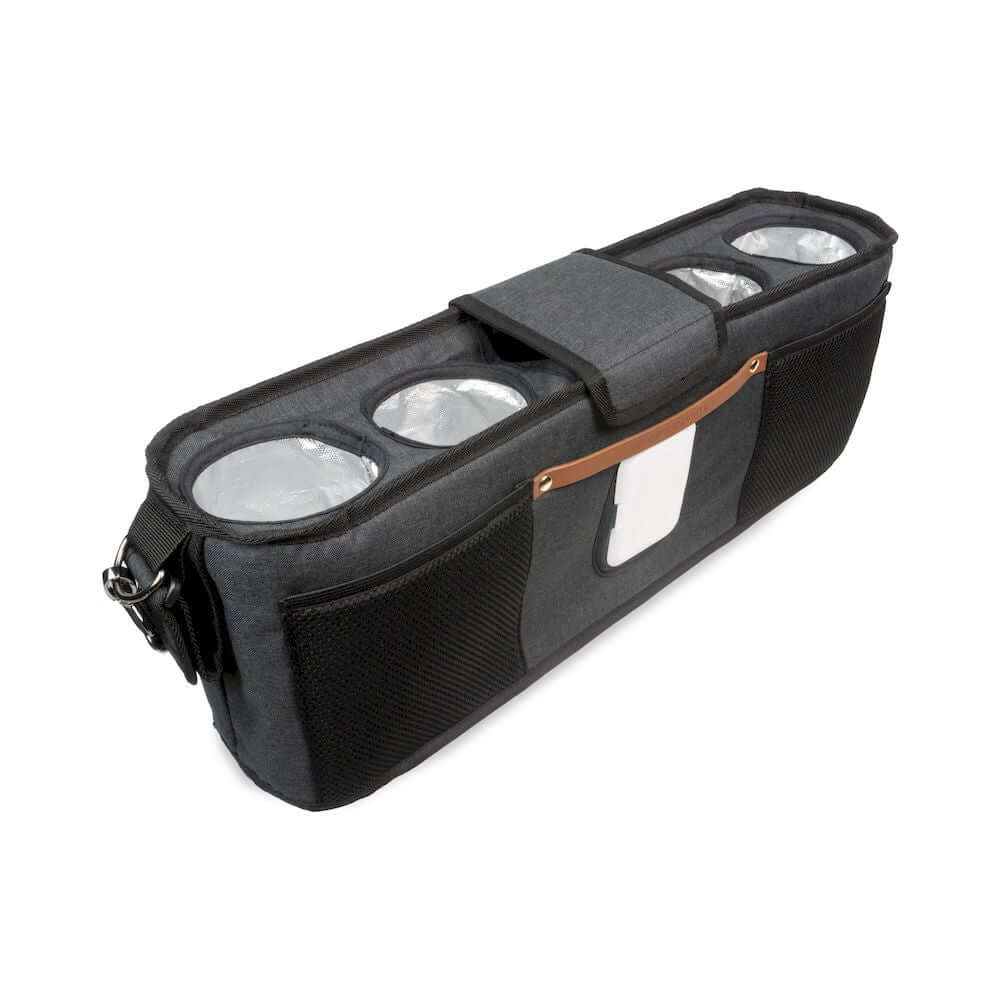 Parent Console Snack Activity Tray with 4 Cupholders - Top Inclined Front View of Parent Console with 4 Cup Holders Black-1