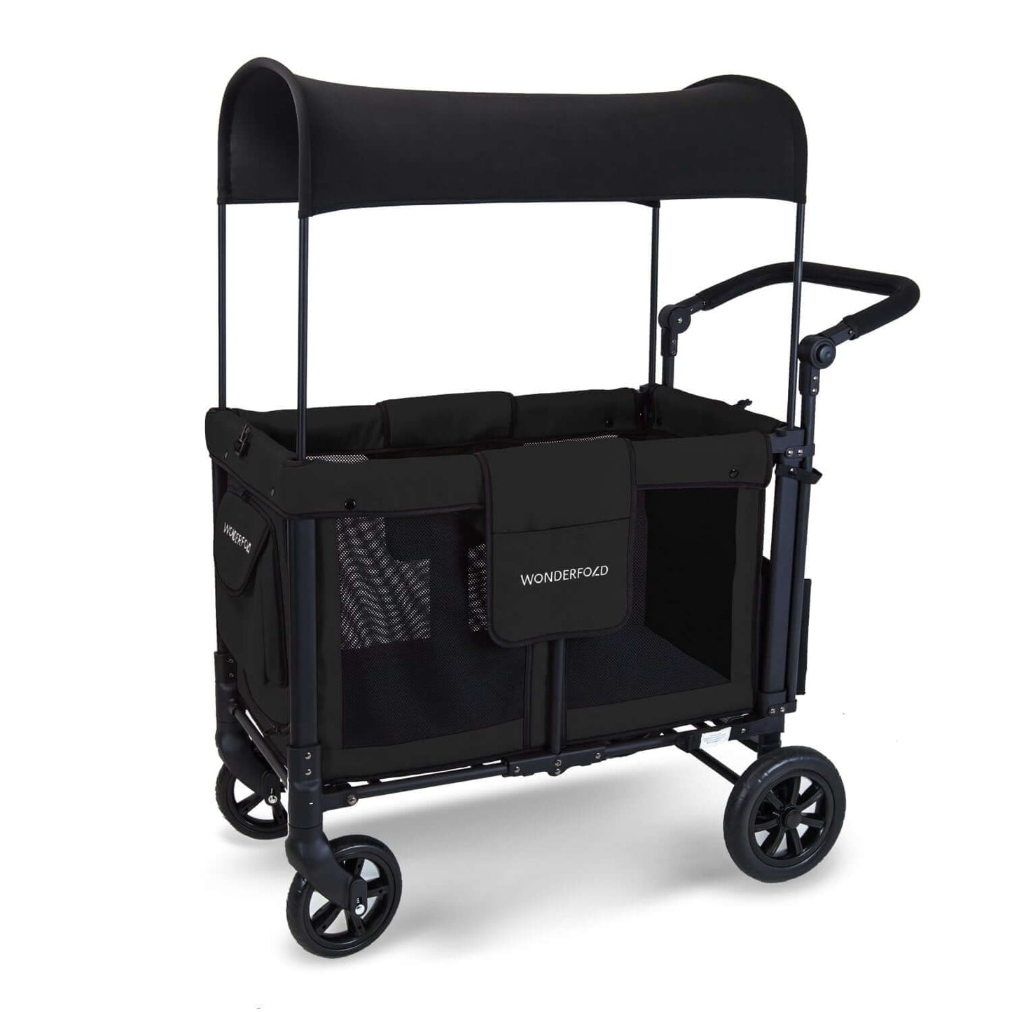 W2 Original + Double Stroller Wagon - Inclined FrontView of W2 Original + Double Stroller Wagon Gray