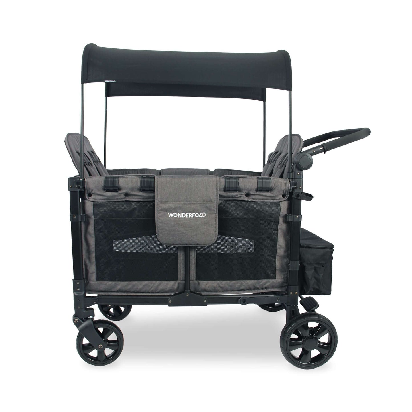 W4 Elite Quad Stroller Wagon - Side View of W4 Elite Quad Stroller Wagon Gray