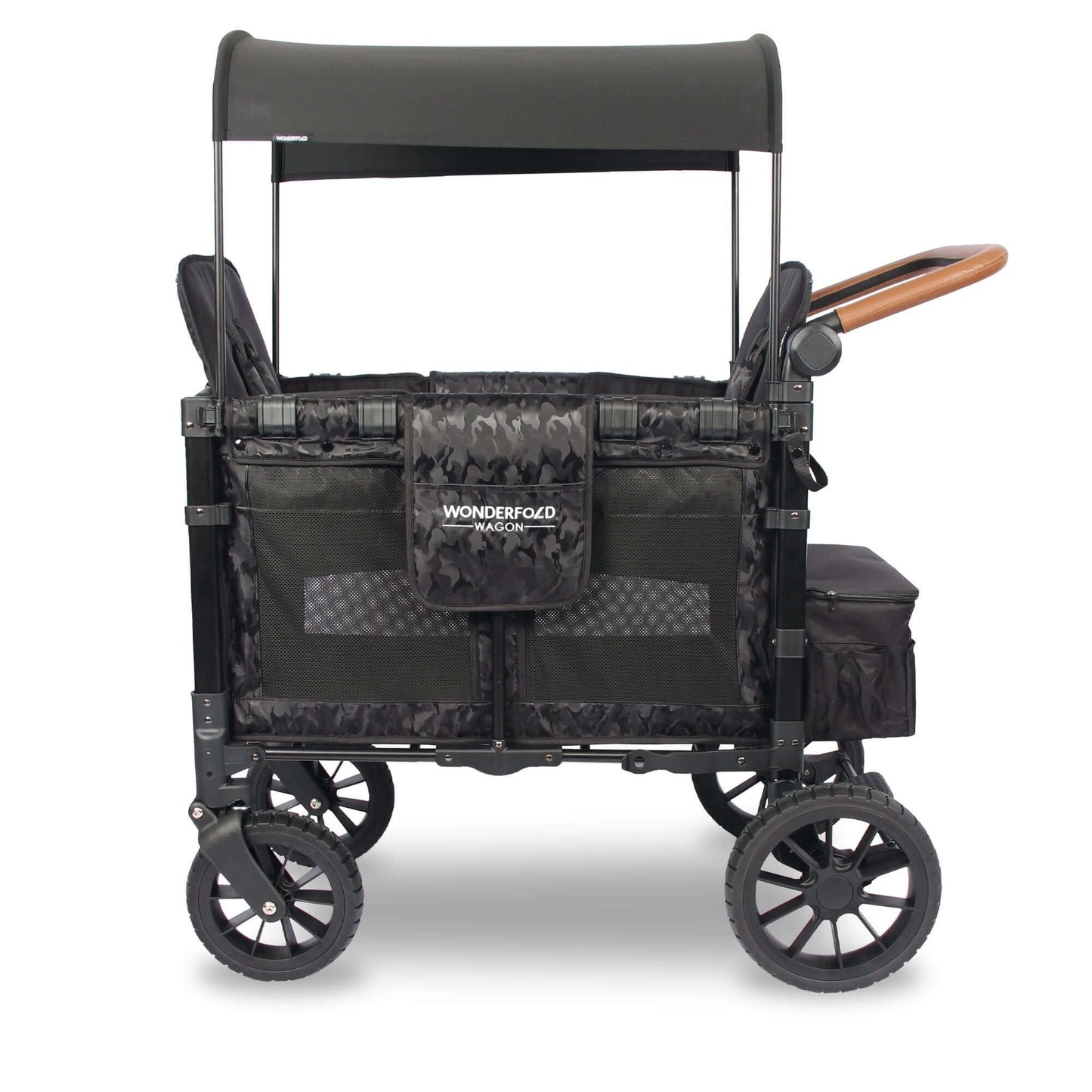 W2 Luxe Double Stroller Wagon - Side View of W2 Luxe Double Stroller Wagon Elite Black Como