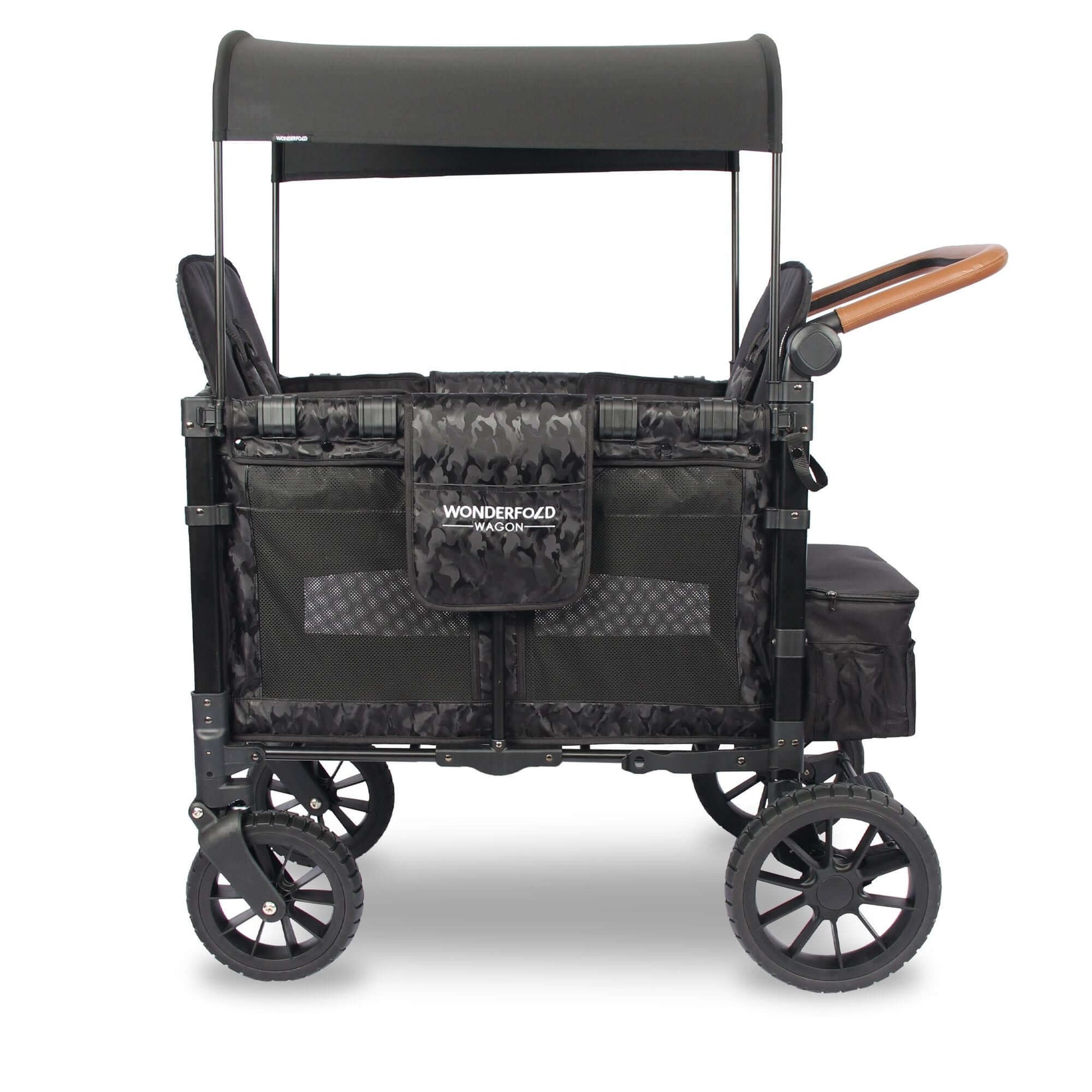 W2 Luxe Double Stroller Wagon - Side View of W2 Luxe Double Stroller Wagon Elite Black Como