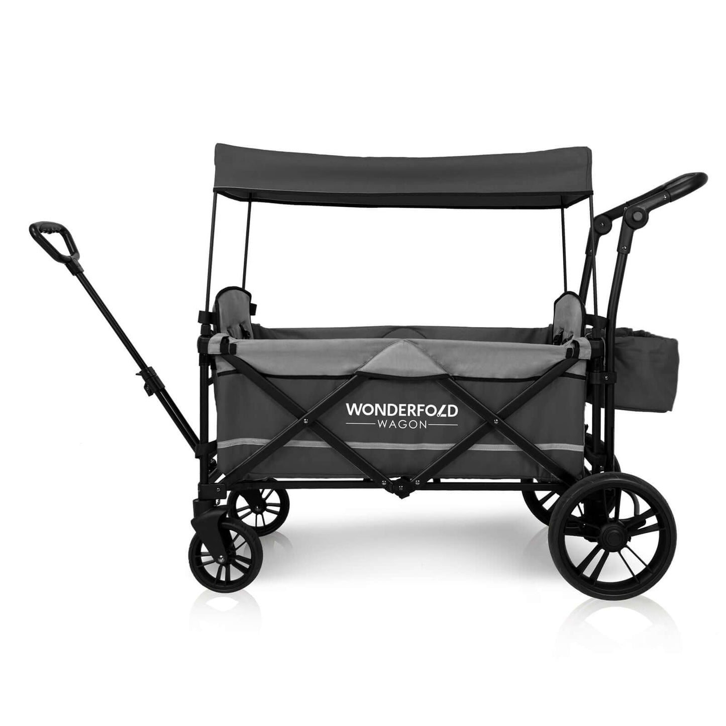 X2 Double Stroller Wagon - Side View of X2 Double Stroller Wagon Gray