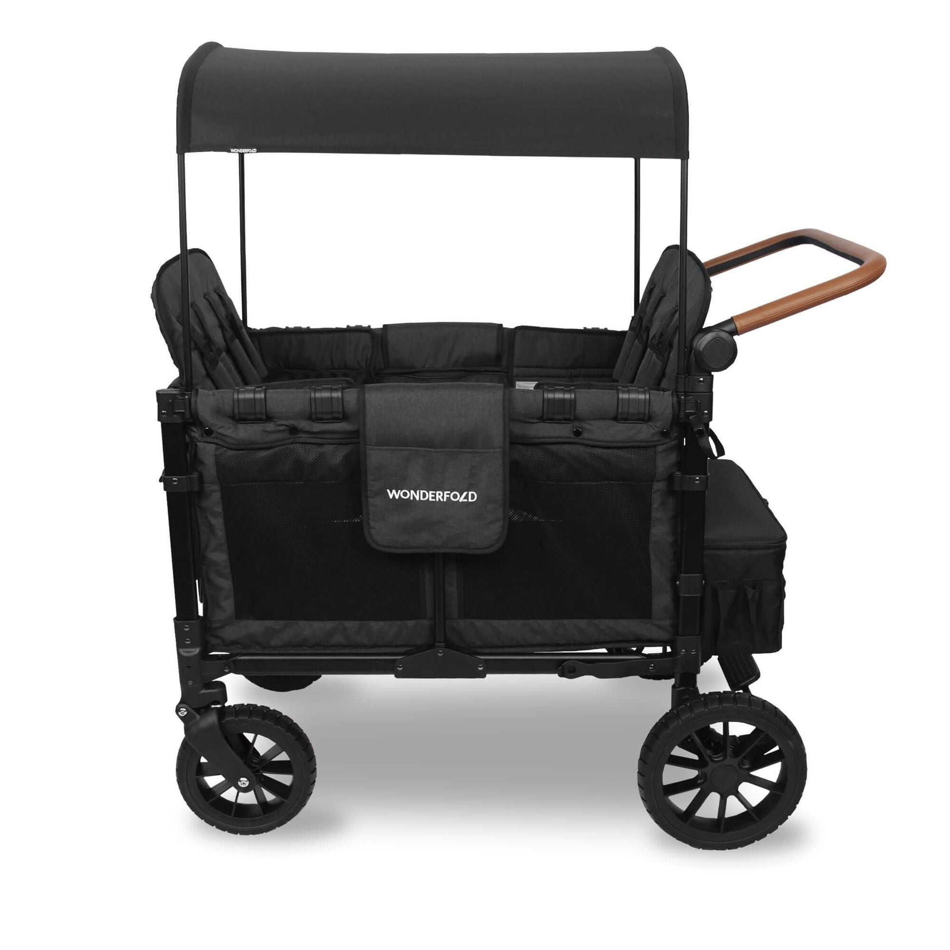 W4 Luxe Quad Stroller Wagon - Side View of W4 Luxe Quad Stroller Wagon Black