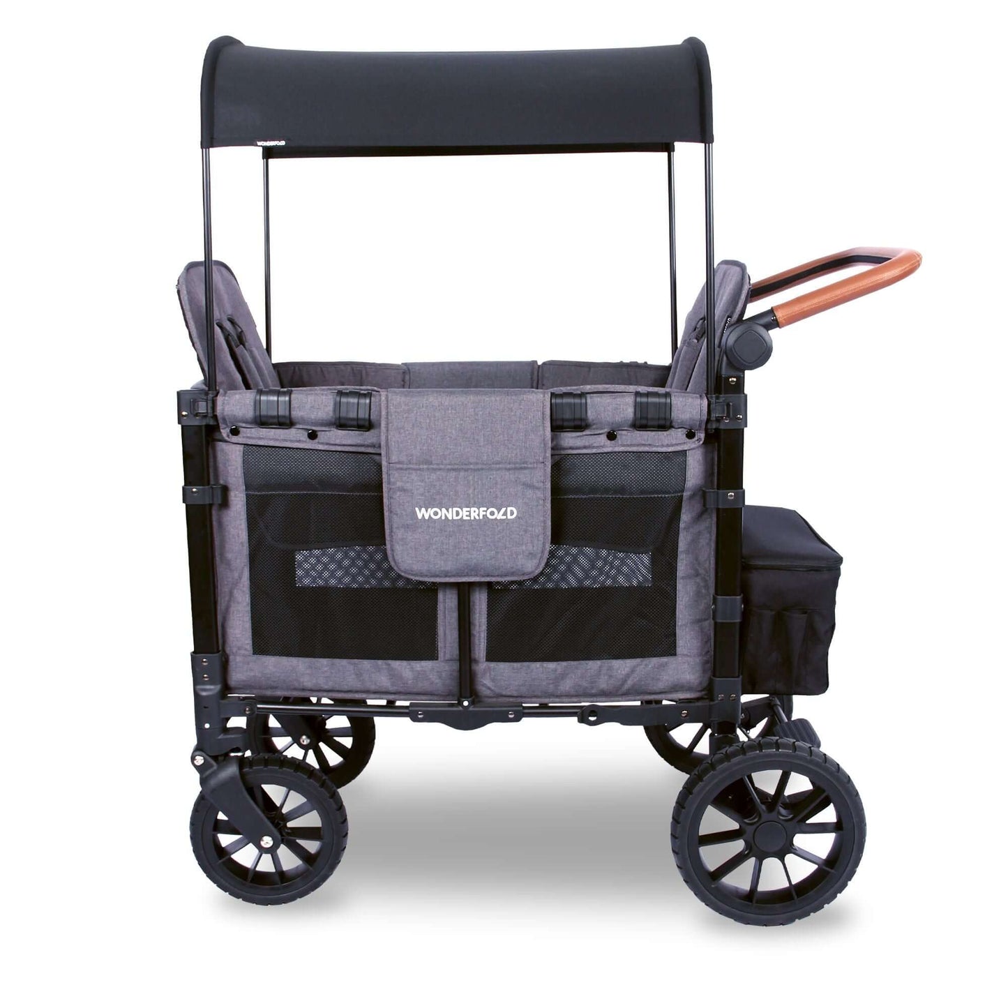 W2 Luxe Double Stroller Wagon - Side View of W2 Luxe Double Stroller Wagon Gray