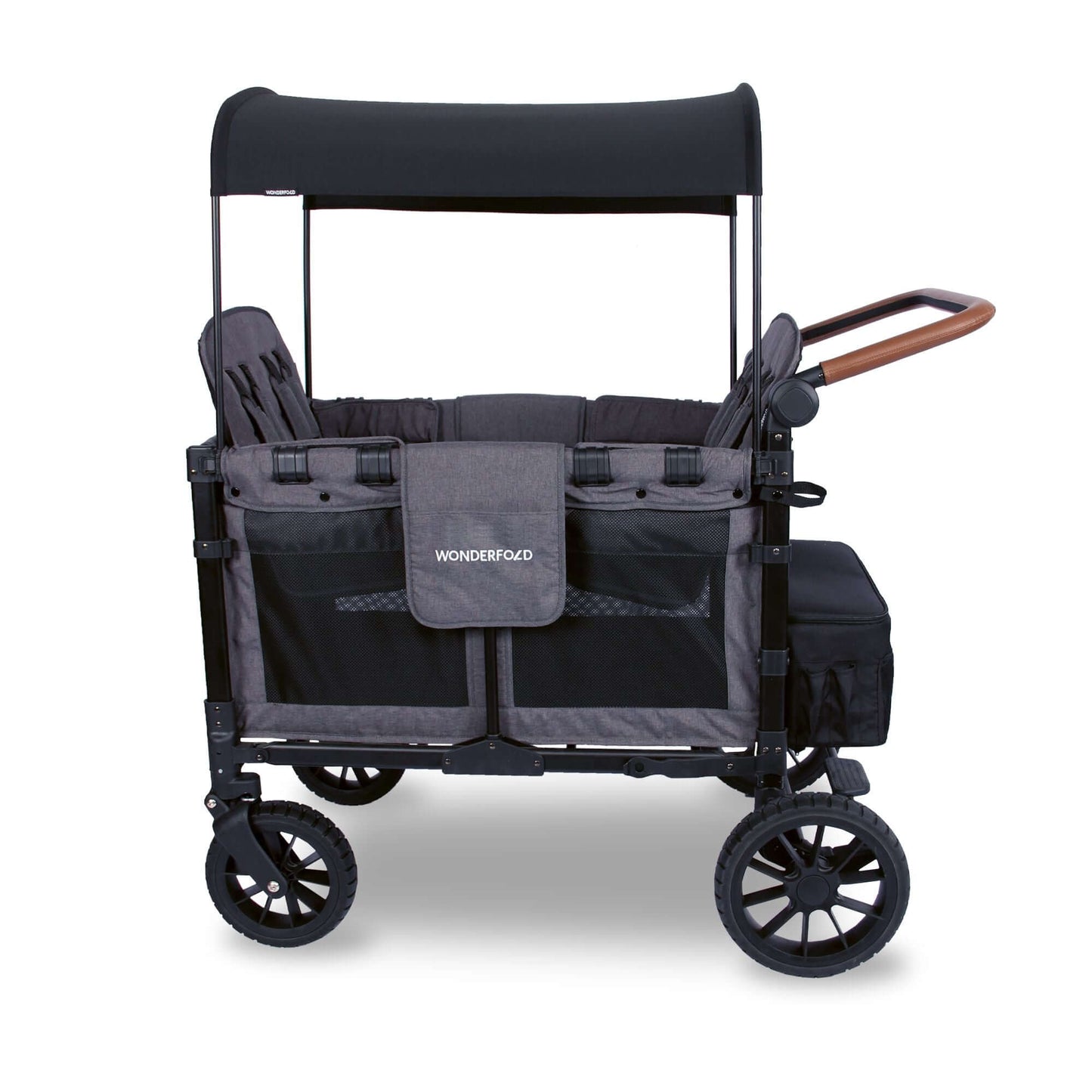 W4 Luxe Quad Stroller Wagon - Side View of W4 Luxe Quad Stroller Wagon Gray