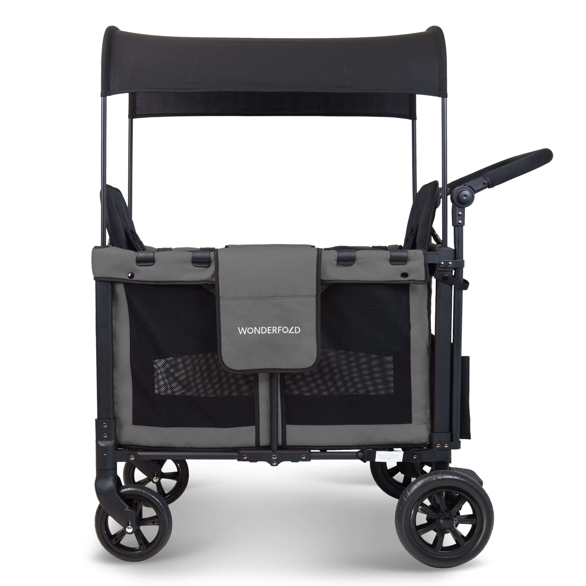 W2 Original + Double Stroller Wagon - Side View of W2 Original + Double Stroller Wagon Gray