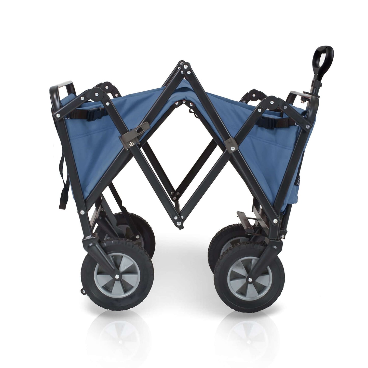 S1 Utility Folding Wagon with Self Stand - Side View of The Half Folded Wagon S1 Blue