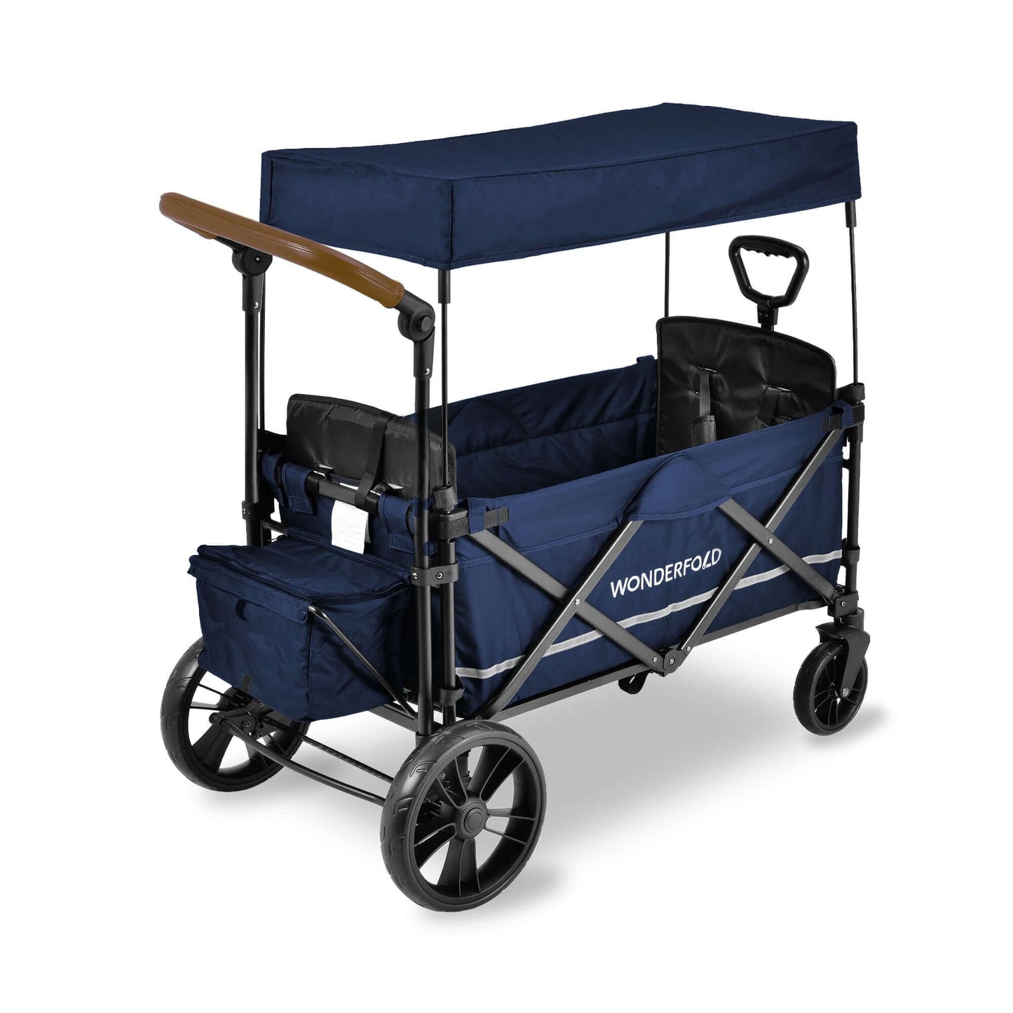 X2 Double Stroller Wagon - Inclined Rear View of X2 Double Stroller Wagon Navy