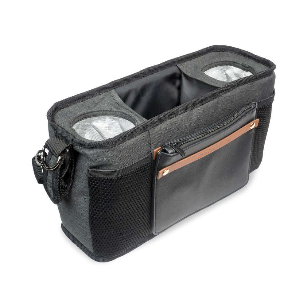 Parent Console with 2 Insulated Cup Holders - Front Inclined View of Parent Console with 2 Cup Holders Black