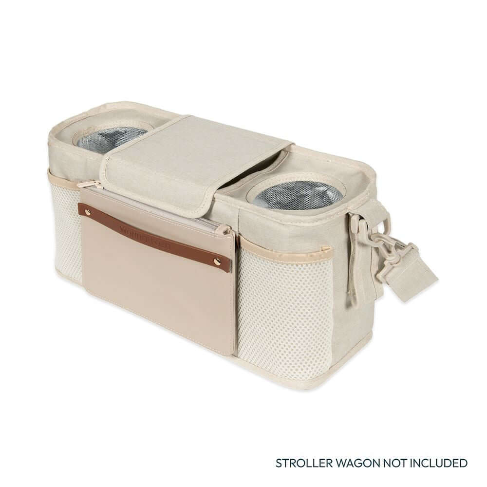 Parent Console with 2 Insulated Cup Holders - Front Inclined View of Parent Console with 2 Cup Holders Beige