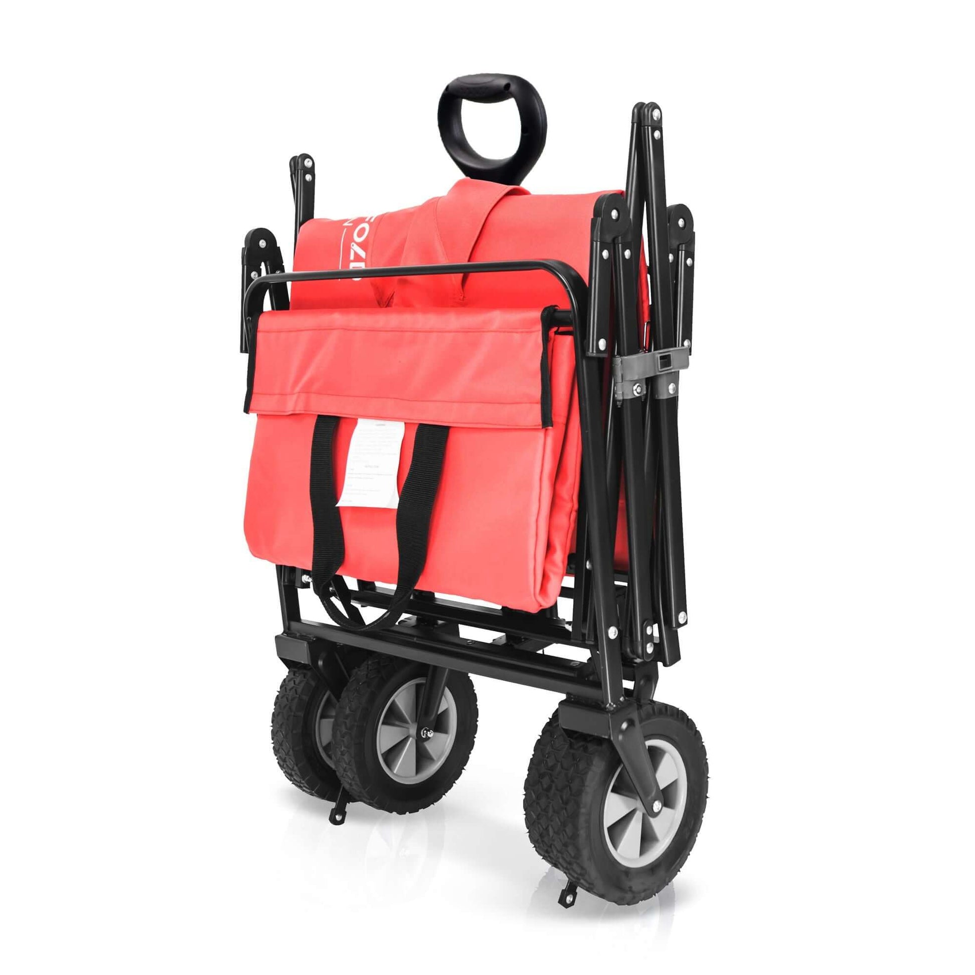 S1 Utility Folding Wagon with Self Stand - Side View of The Folded Wagon S1 Red
