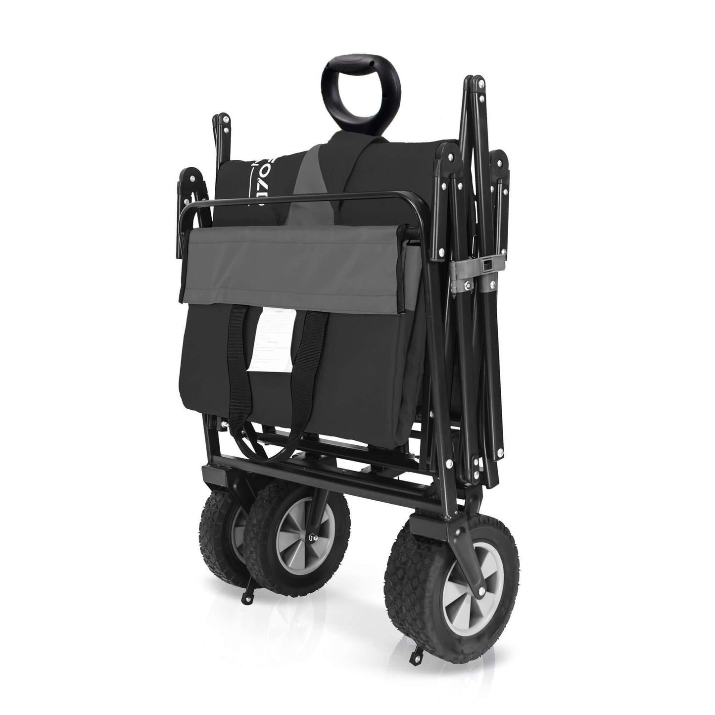 S1 Utility Folding Wagon with Self Stand - Side View of The Folded Wagon S1 Black