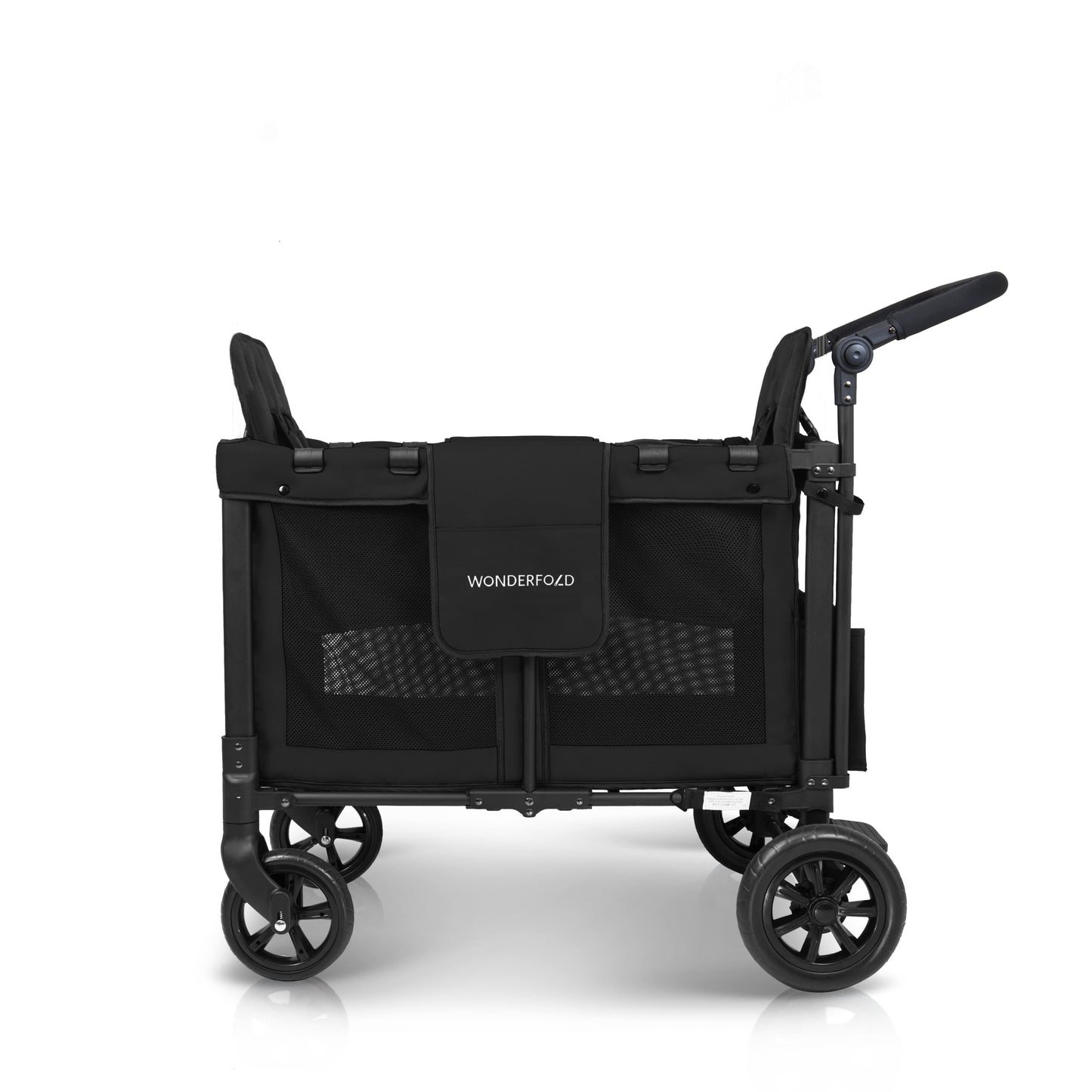 W2 Original + Double Stroller Wagon - Side View of W2 Original + Double Stroller Wagon Black