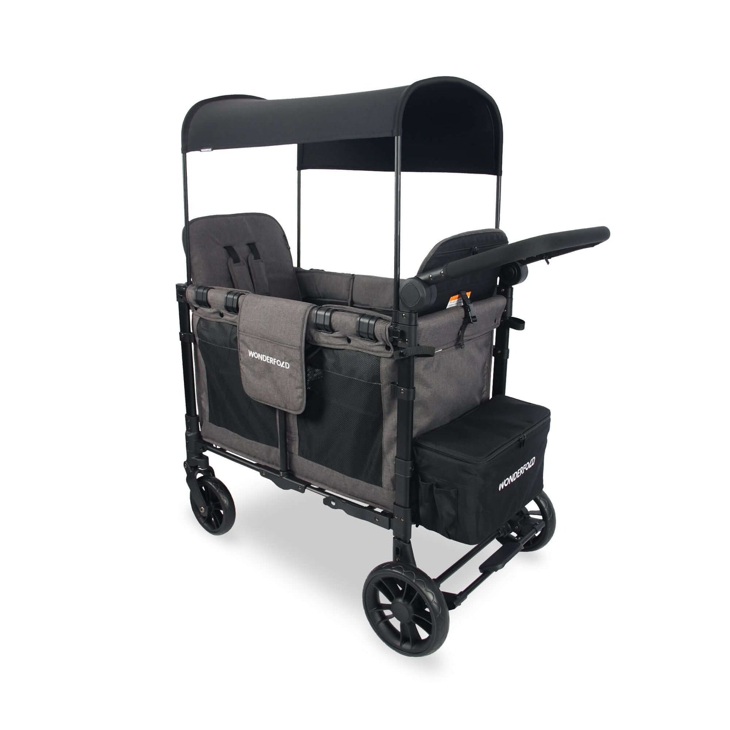 W2 Elite Double Stroller Wagon - Inclined Rear View of W2 Elite Double Stroller Wagon Gray