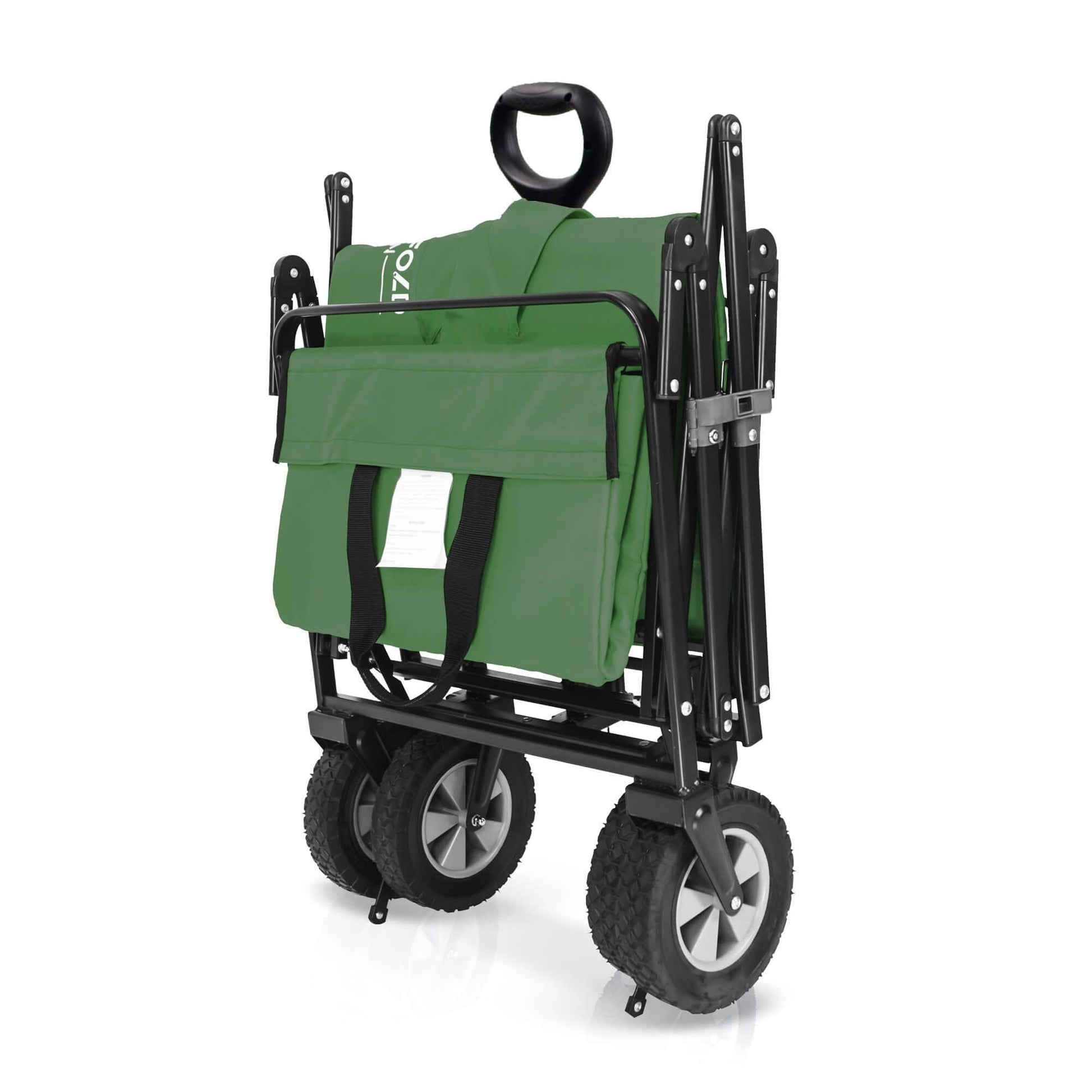 S1 Utility Folding Wagon with Self Stand - Side View of The Folded Wagon S1 Green