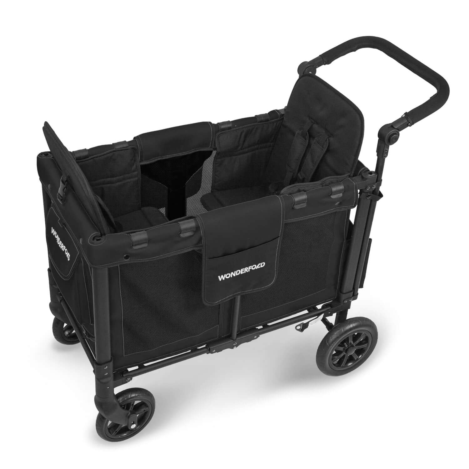 W2 Original + Double Stroller Wagon - Top Inclined Side View of W2 Original + Double Stroller Wagon Black-1