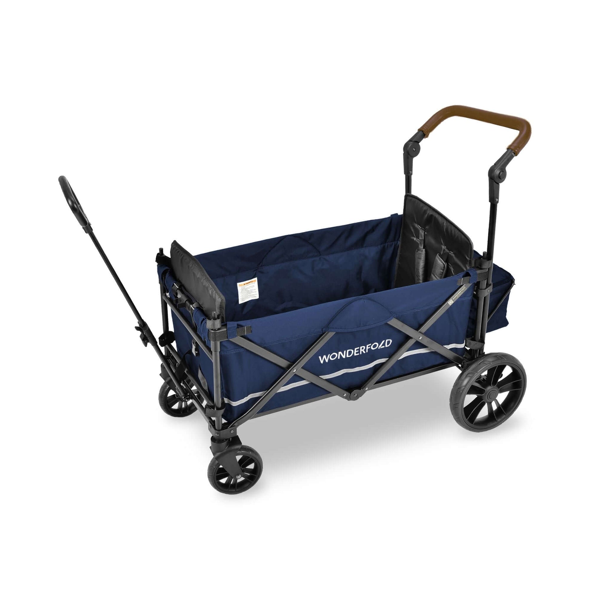 X2 Double Stroller Wagon - Inclined Side View of X2 Double Stroller Wagon Navy Without Canopy