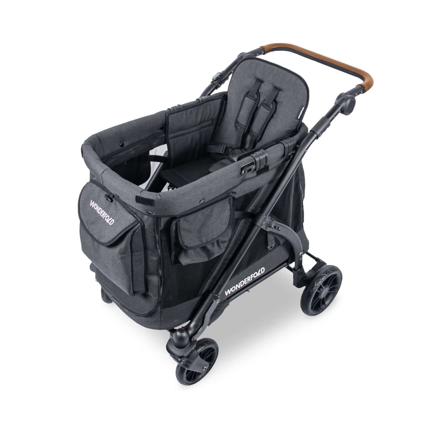 M1 Single Stroller Wagon - Inclined Front View of M1 Single Stroller Wagon Black