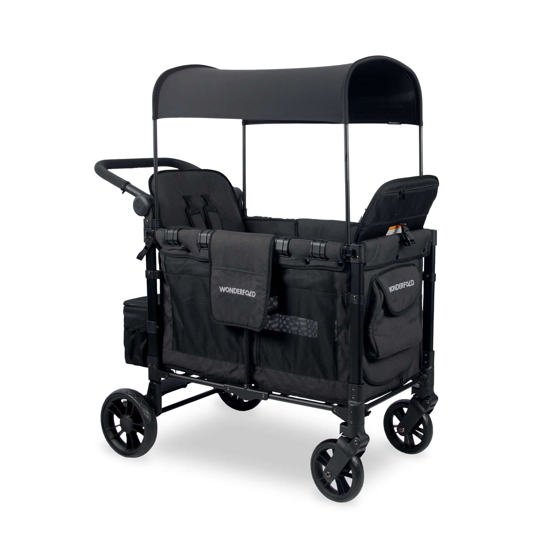 W2 Elite Double Stroller Wagon - Inclined Side View of W2 Elite Double Stroller Wagon Black-1