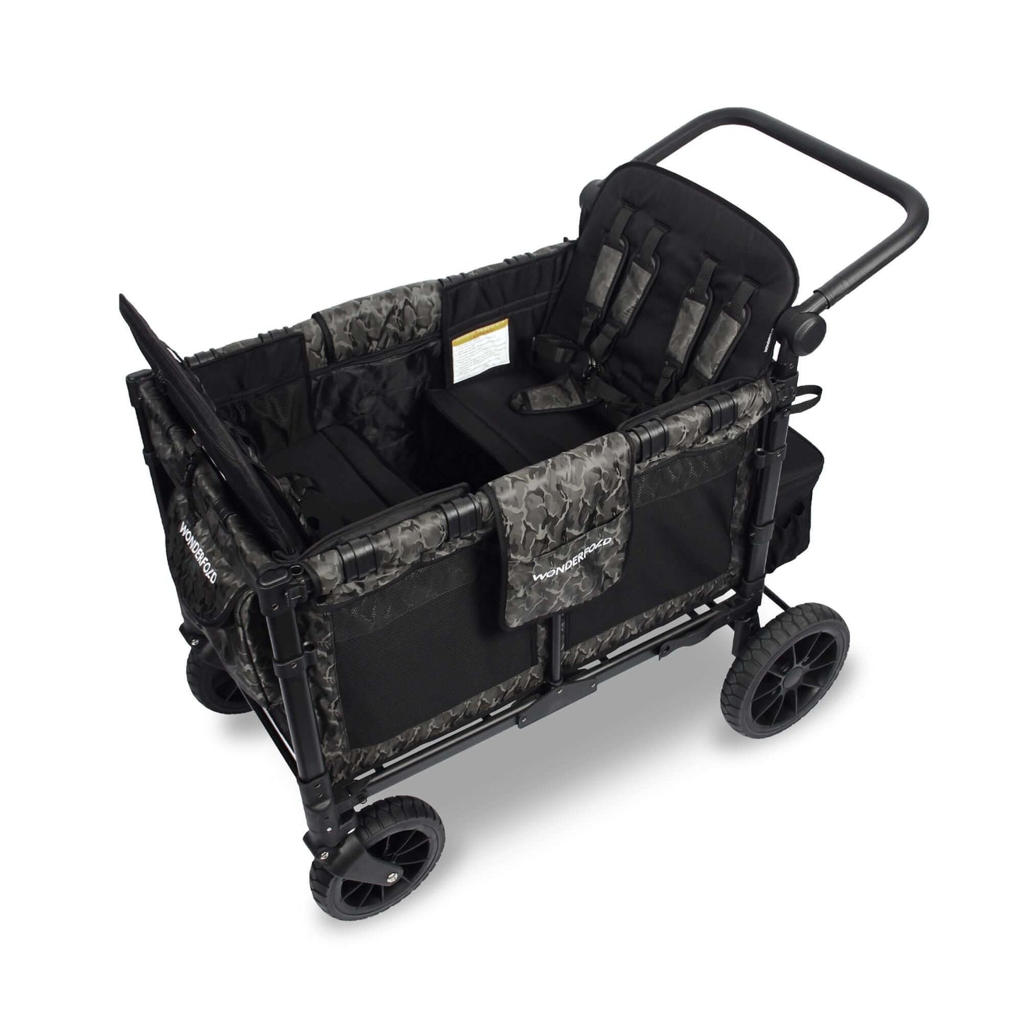 W4 Luxe Quad Stroller Wagon - Inclined Top View of W4 Luxe Quad Stroller Wagon Shadow Green Camo