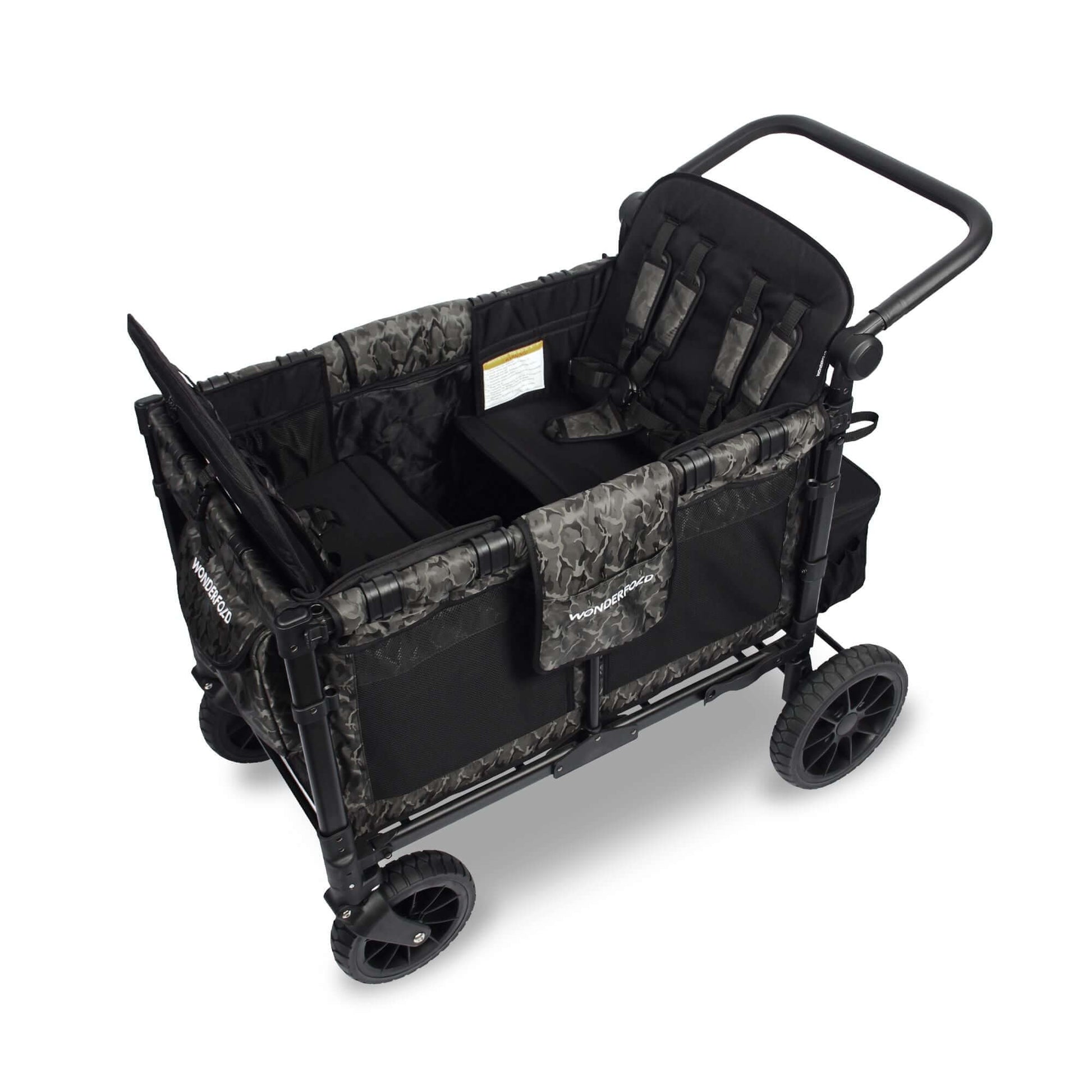W4 Luxe Quad Stroller Wagon - Inclined Top View of W4 Luxe Quad Stroller Wagon Shadow Green Camo