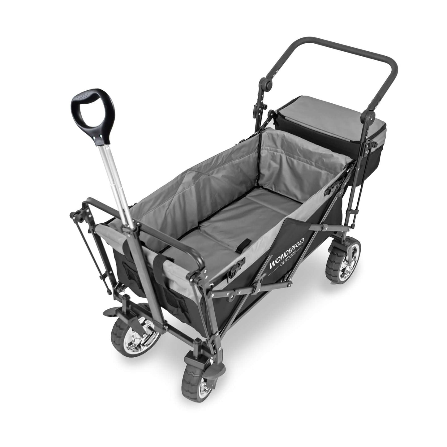 S4 Push and Pull Folding Wagon with Canopy & Brakes - Top View of The Wagon S4 Black