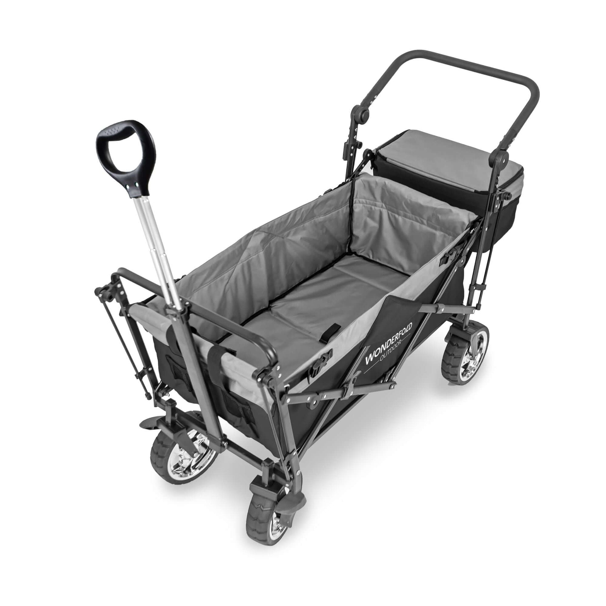S4 Push and Pull Folding Wagon with Canopy & Brakes - Top View of The Wagon S4 Black
