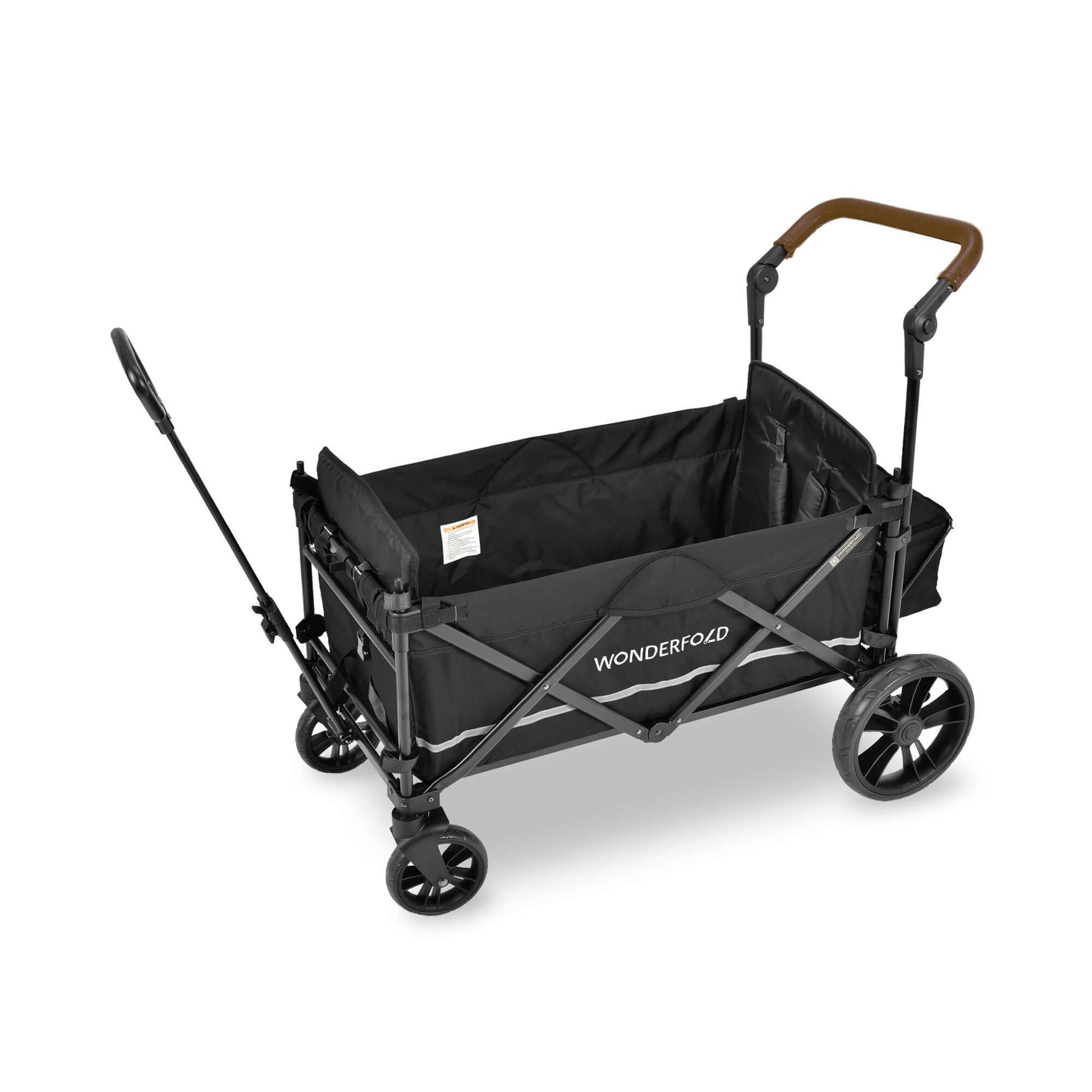 X2 Double Stroller Wagon - Inclined Side View of X2 Double Stroller Wagon Black without Canopy