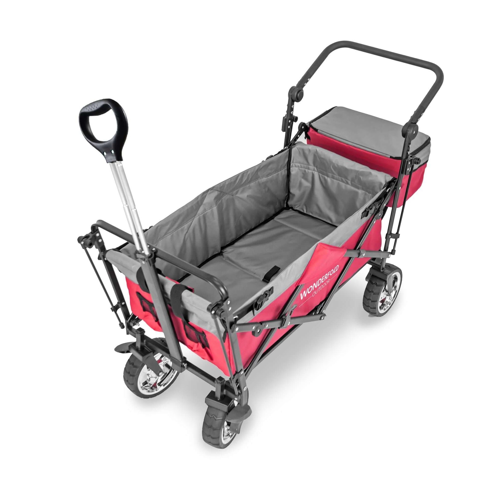 S4 Push and Pull Folding Wagon with Canopy & Brakes - Top View of The Wagon S4 Red