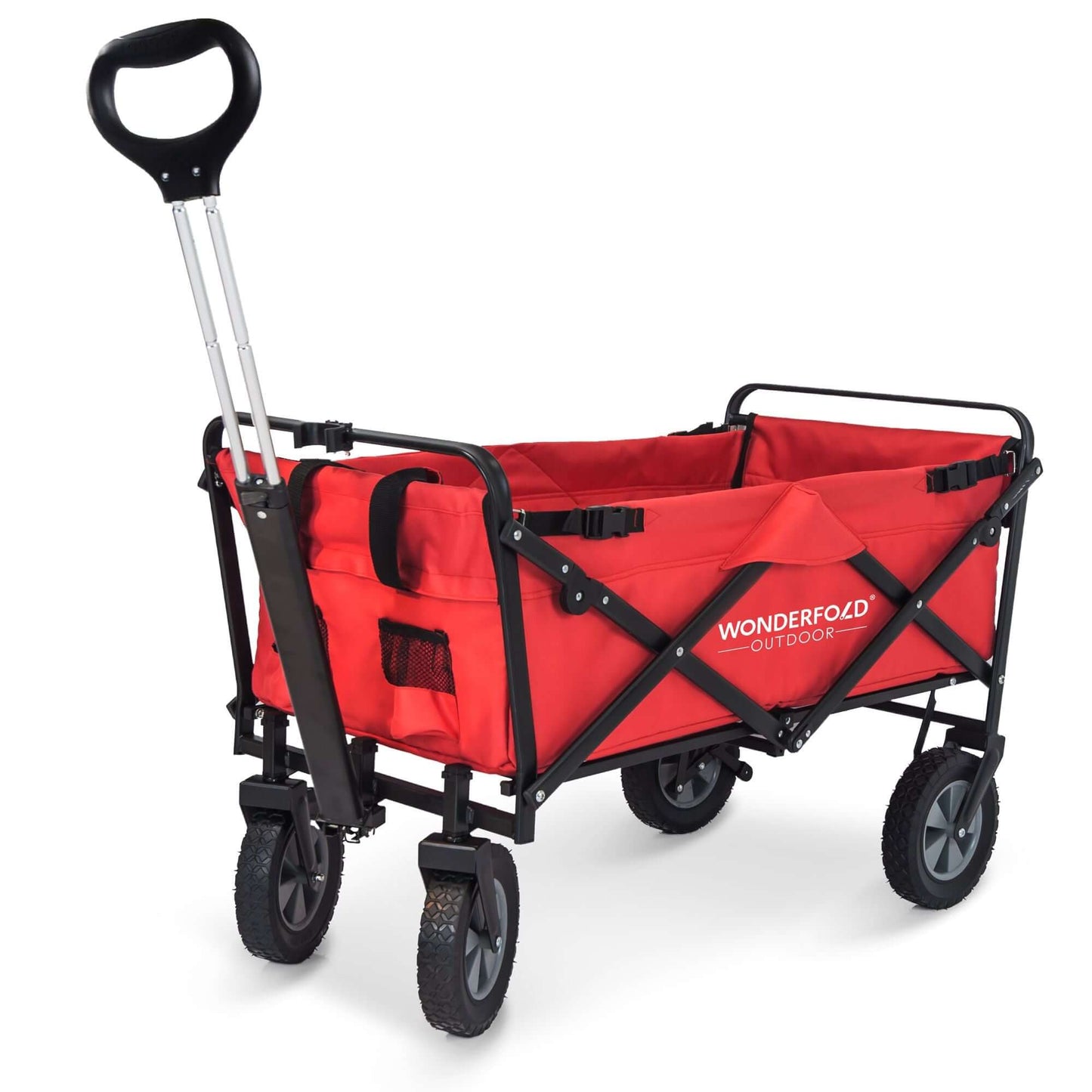 S1 Utility Folding Wagon with Self Stand - Front Inclined View of The Wagon S1 Red