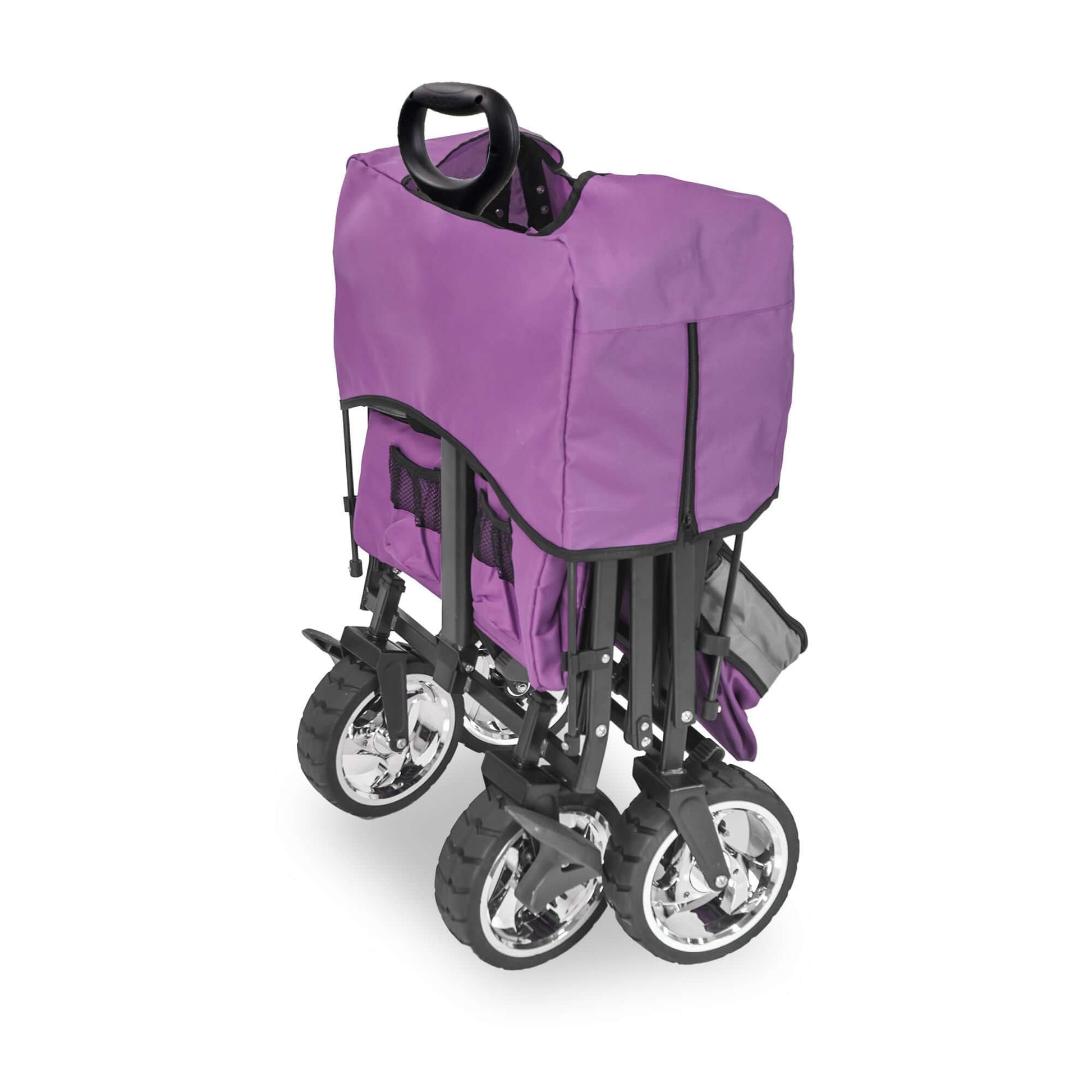 S4 Push and Pull Folding Wagon with Canopy & Brakes - Side View of The Folded Wagon S4 Purple