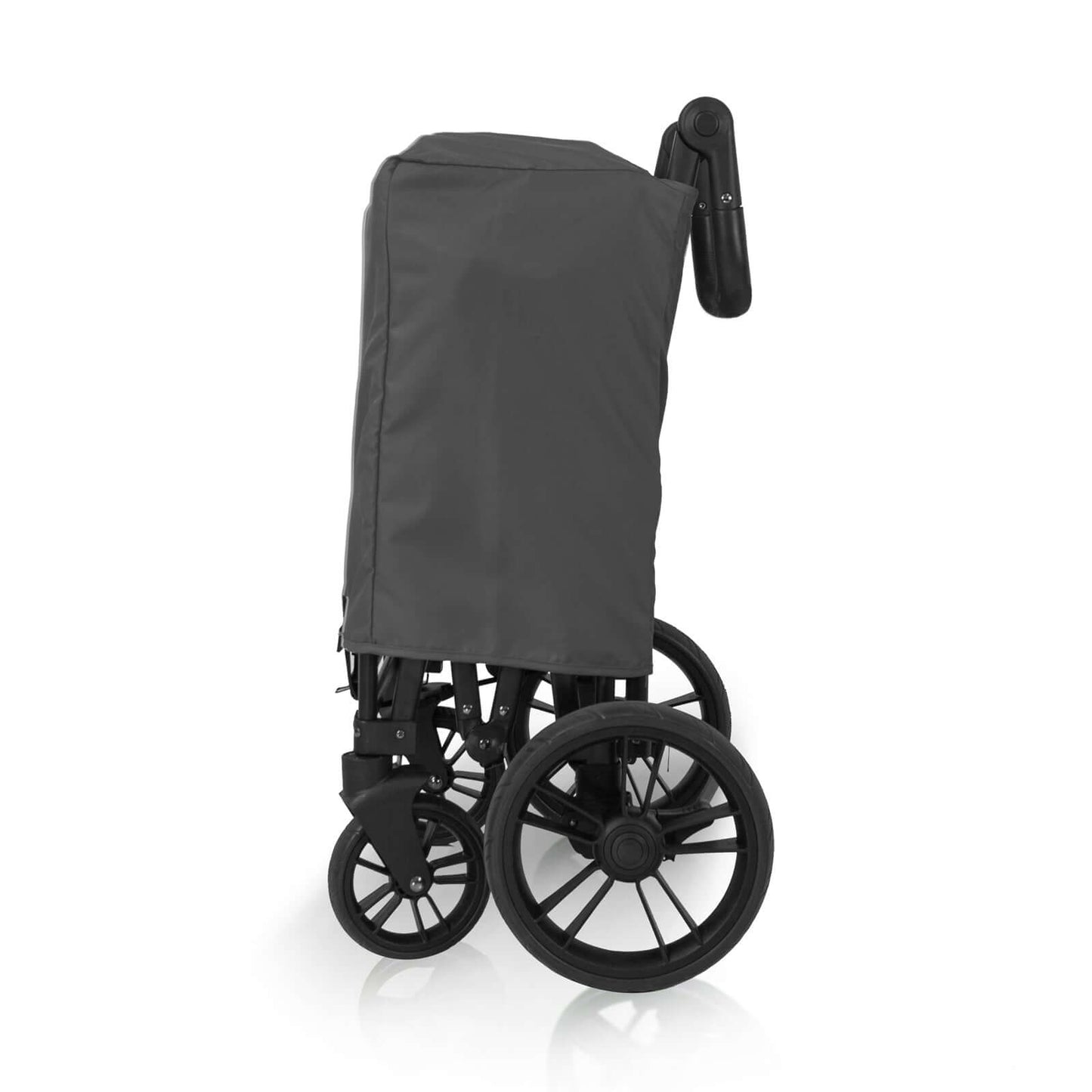 X2 Double Stroller Wagon - Side View of Folded X2 Double Stroller Wagon Gray with Cover