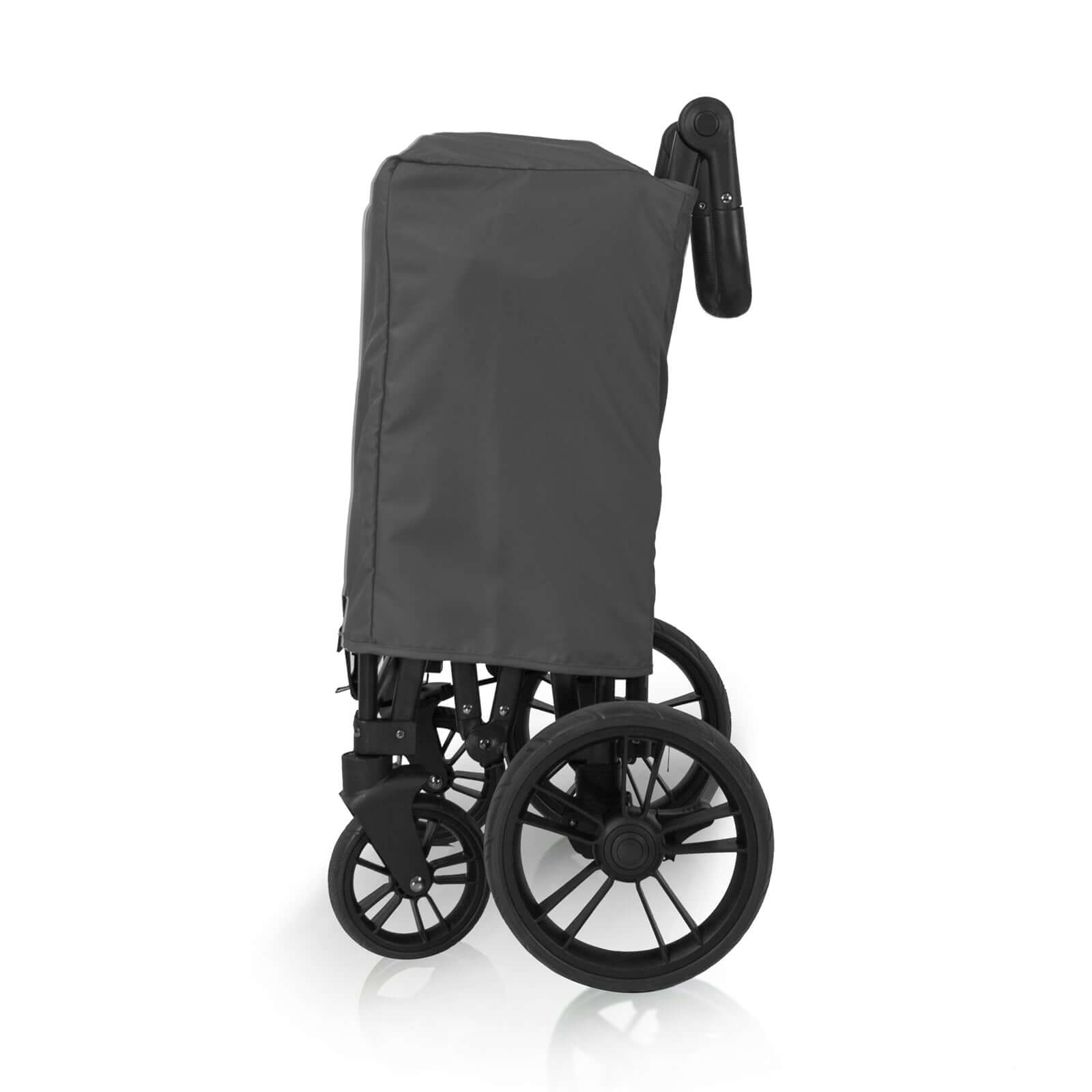 X2 Double Stroller Wagon - Side View of Folded X2 Double Stroller Wagon Gray with Cover
