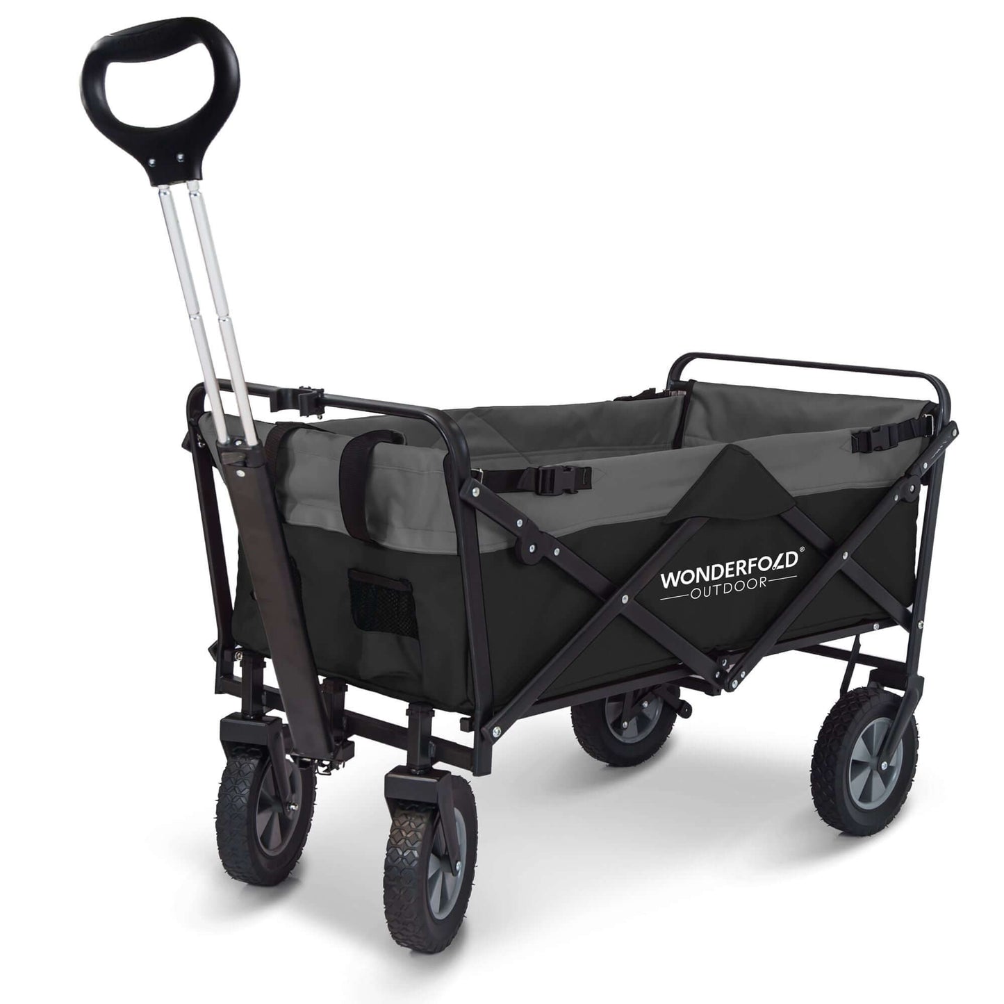 S1 Utility Folding Wagon with Self Stand - Front Inclined View of The Wagon S1 Black