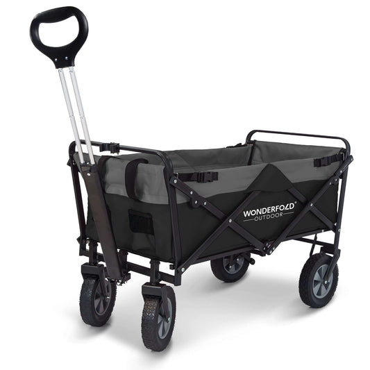 S1 Utility Folding Wagon with Self Stand - Front Inclined View of The Wagon S1 Black