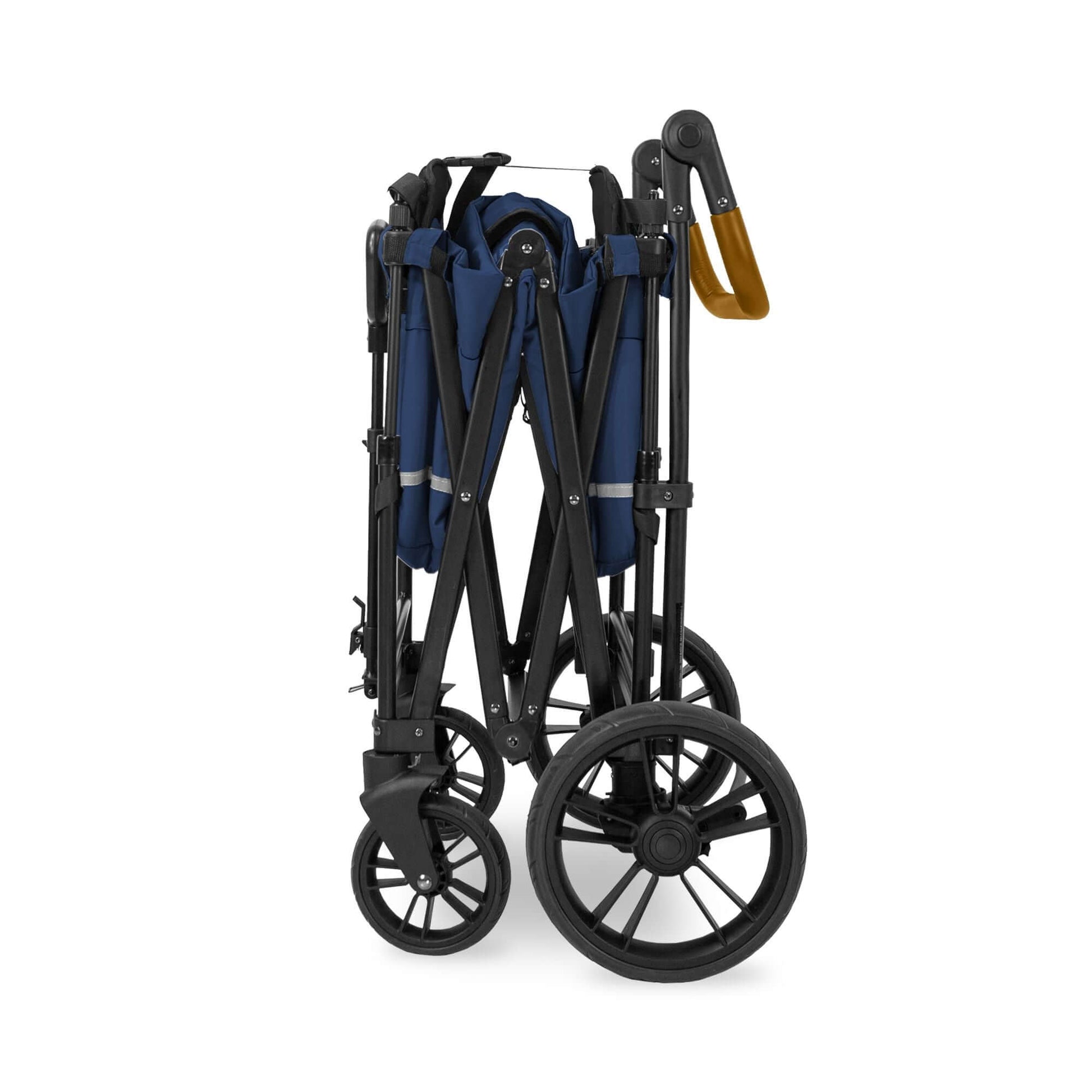 X2 Double Stroller Wagon - Side View of Folded X2 Double Stroller Wagon Navy
